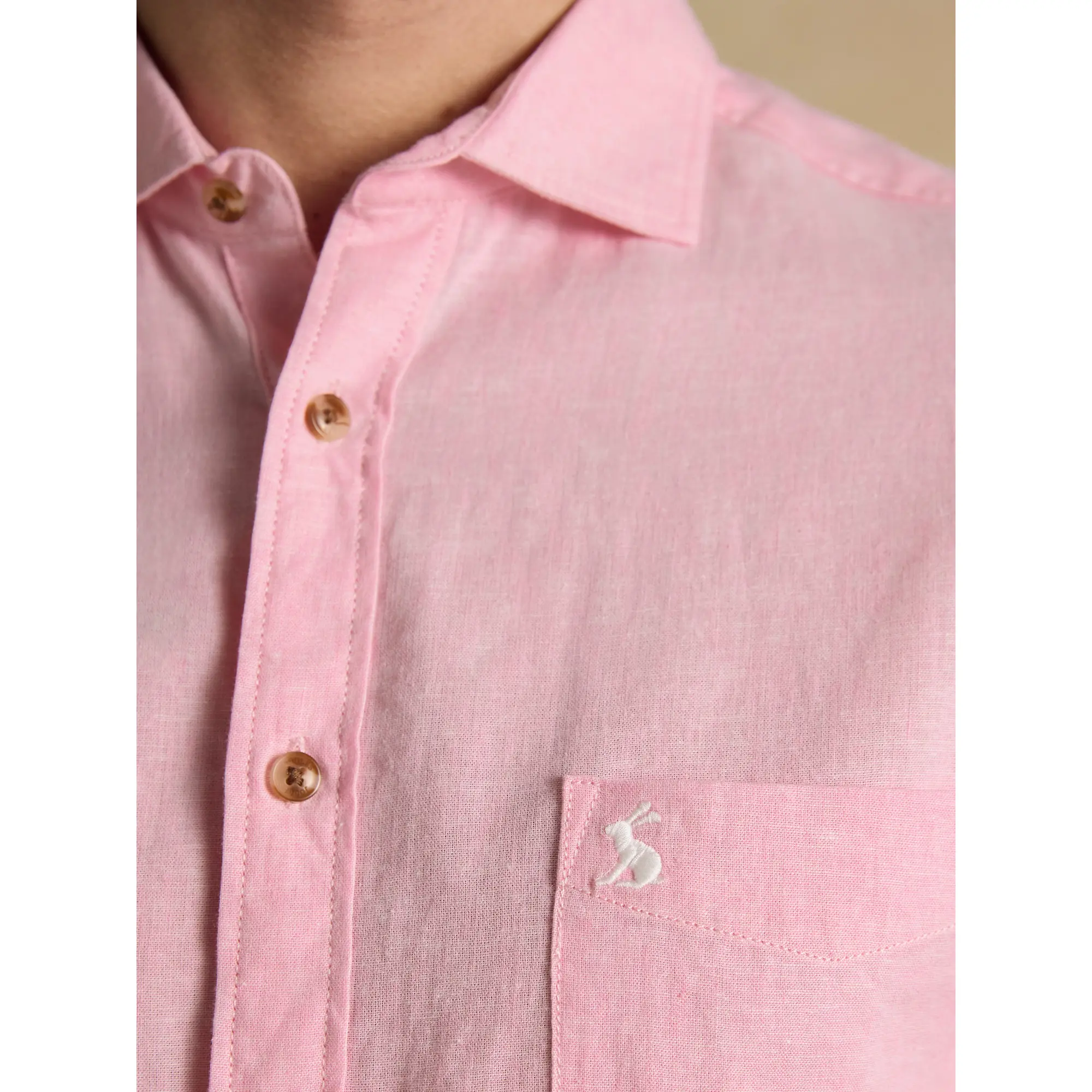 Product image 6 of 8 of Joules Men's Linen Blend Short Sleeve Shirt - Pink