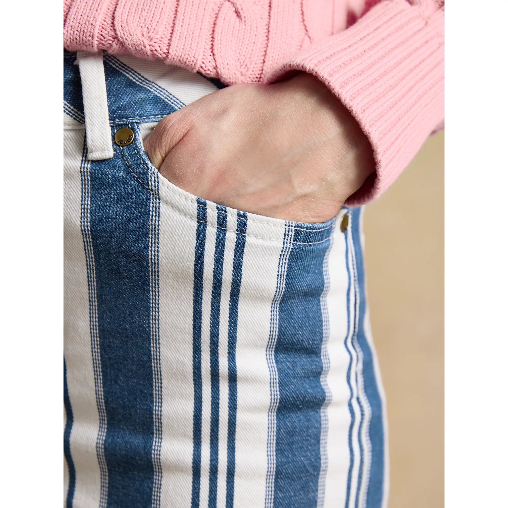 Product image 7 of 10 of Joules Women's Straight Fit Mid Rise Jeans - Blue Striped