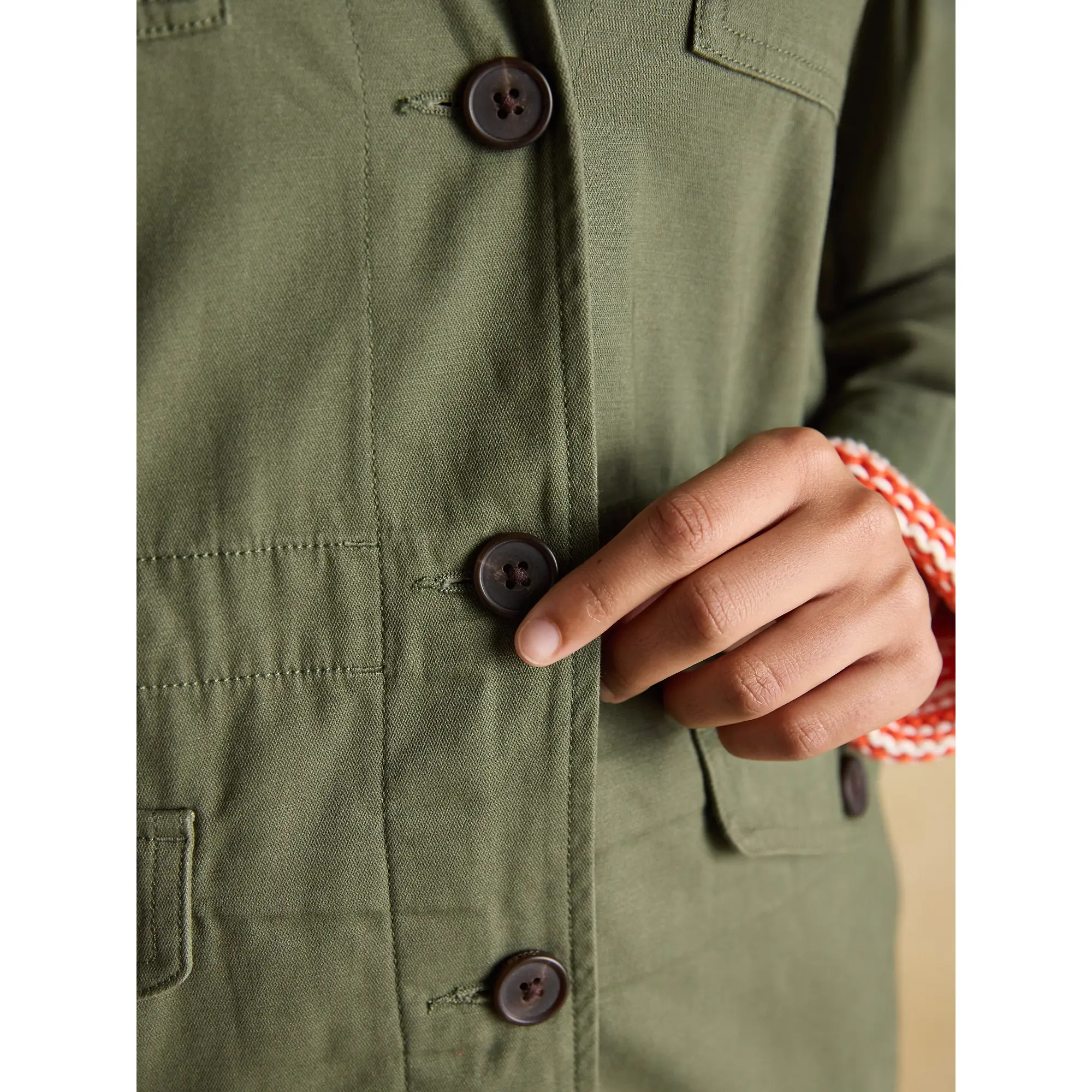 Product image 8 of 11 of Joules Women's Twyford Lightweight Utility Jacket with Adjustable Waist - Khaki Green