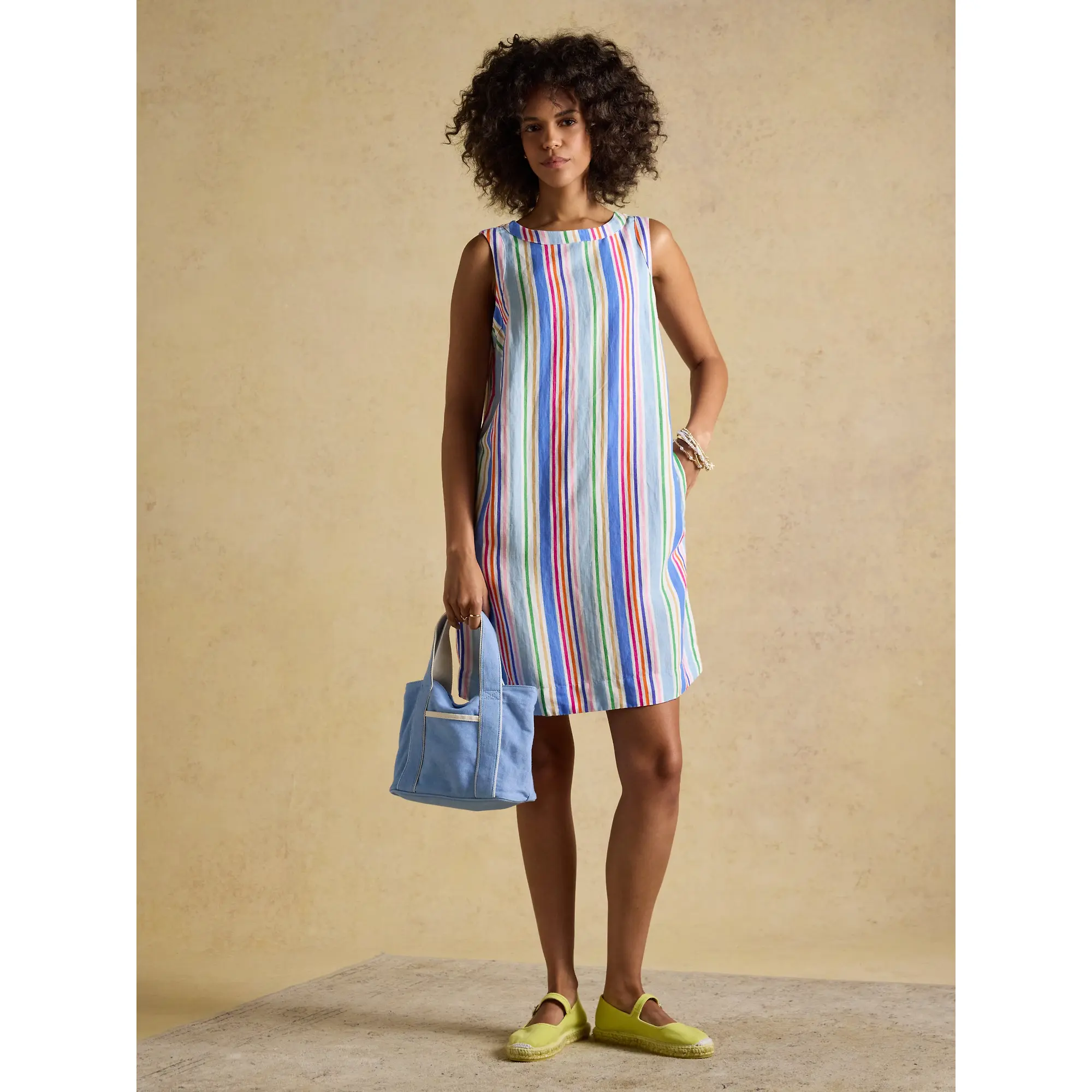Product image 9 of 10 of Joules Women's Delphine Shift Dress With Linen - Multi Striped