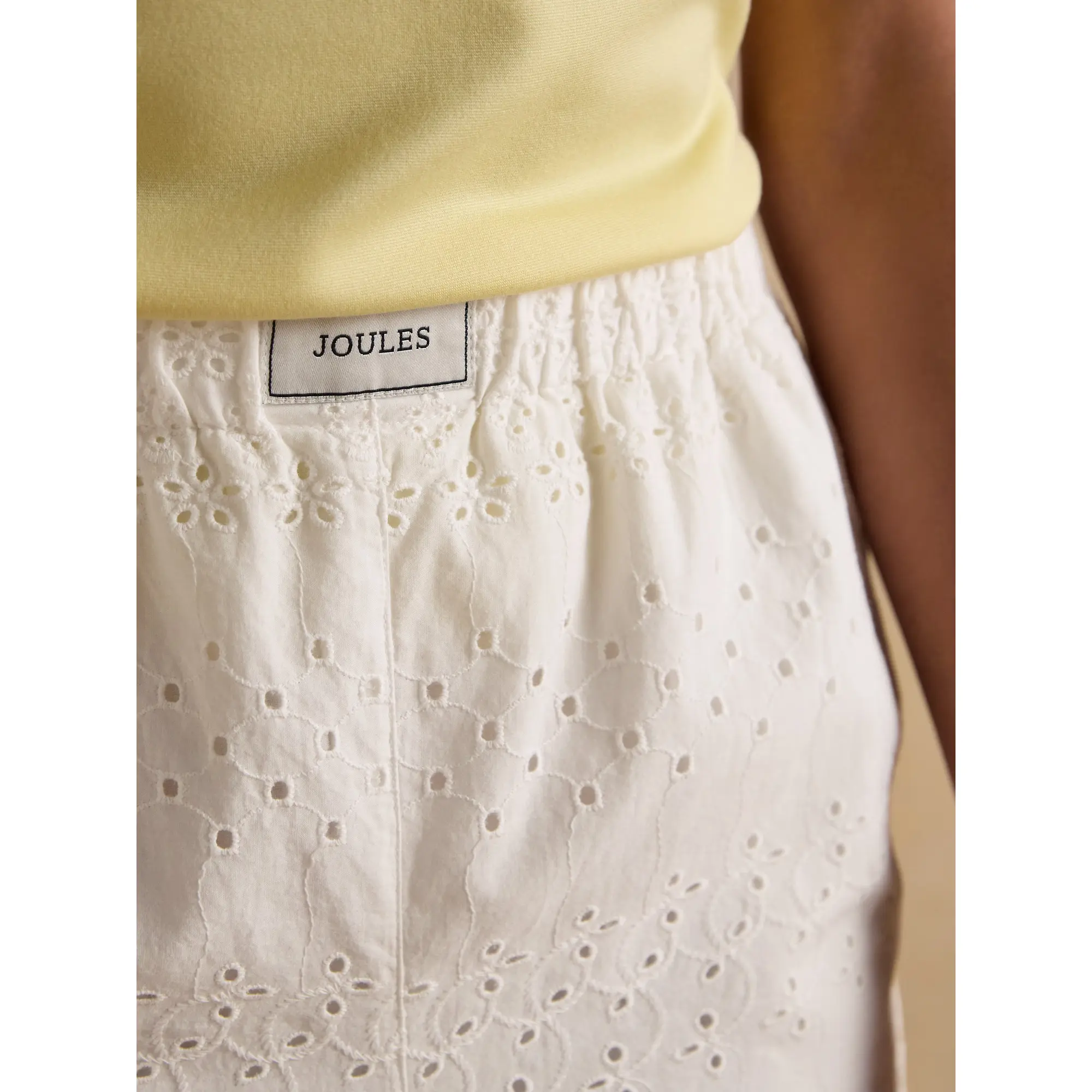 Product image 5 of 7 of Joules Women's Amara Pull On Cotton Shorts - White Broderie
