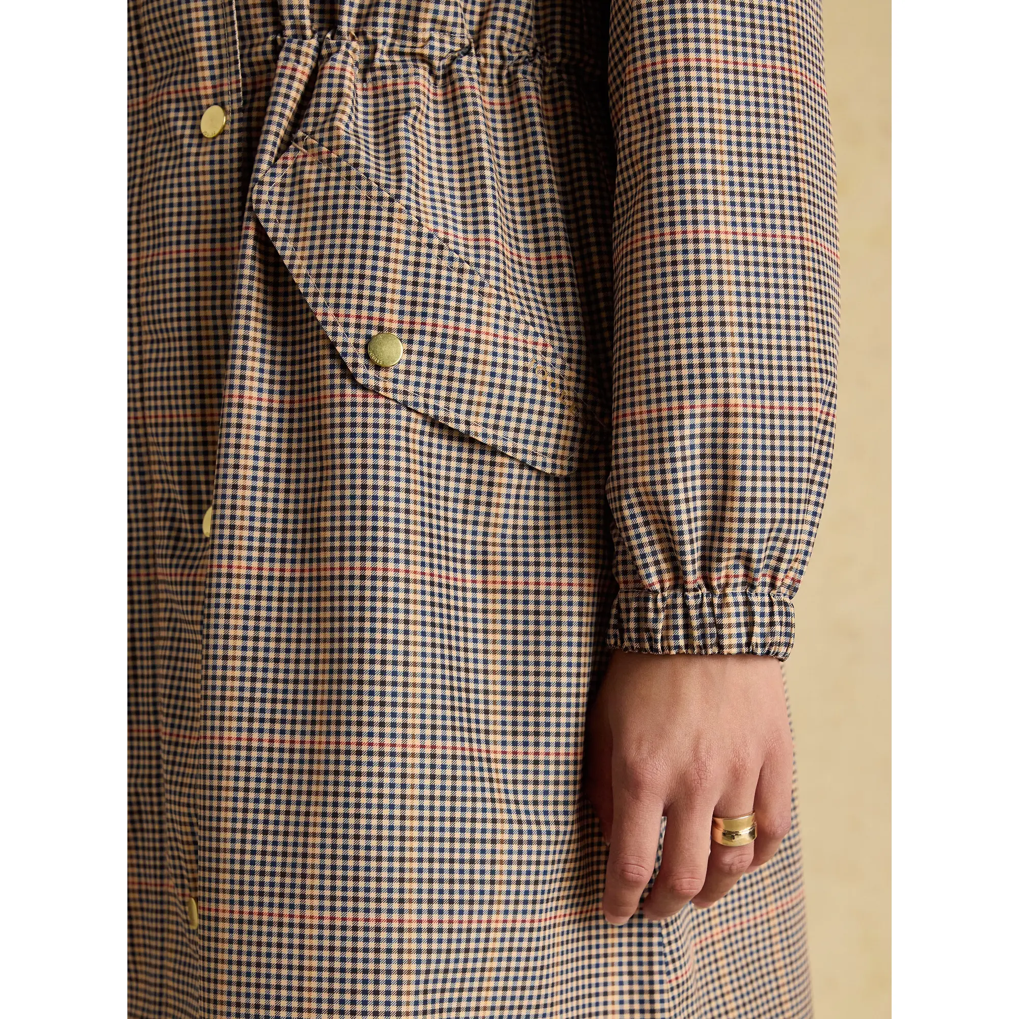 Product image 6 of 12 of Joules Women's Holkham Waterproof Packable Hooded Raincoat - Henson Check