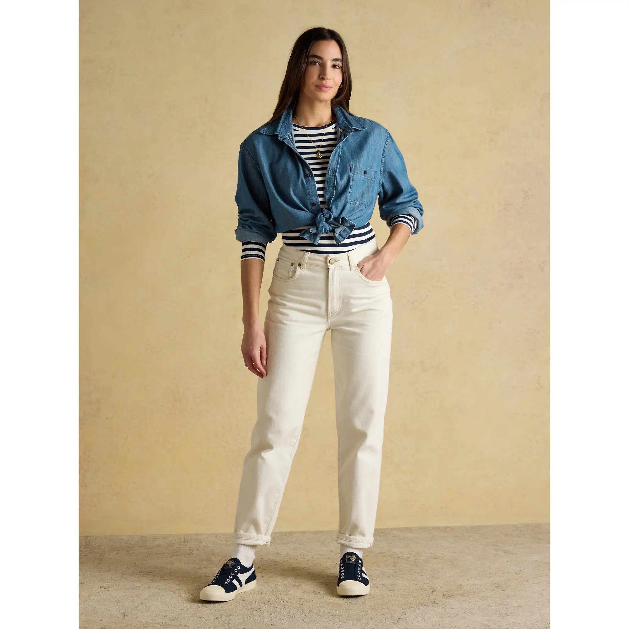 Product image 5 of 7 of Joules Women's Sophie Long Sleeve Ribbed Fitted Top - Navy Stripe