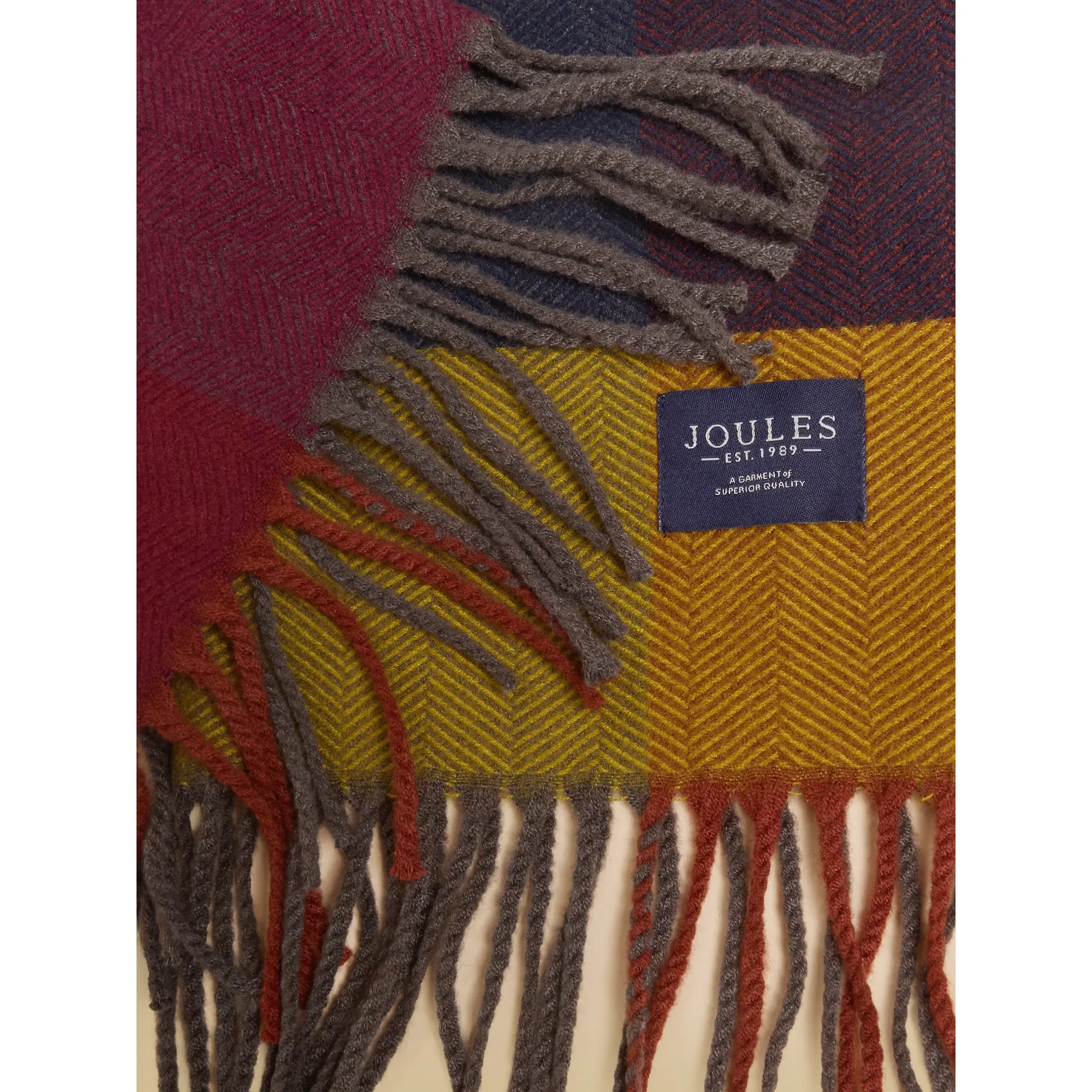 Product image 6 of 6 of Joules Men's Langtree Scarf - Multi Herringbone Colourblock