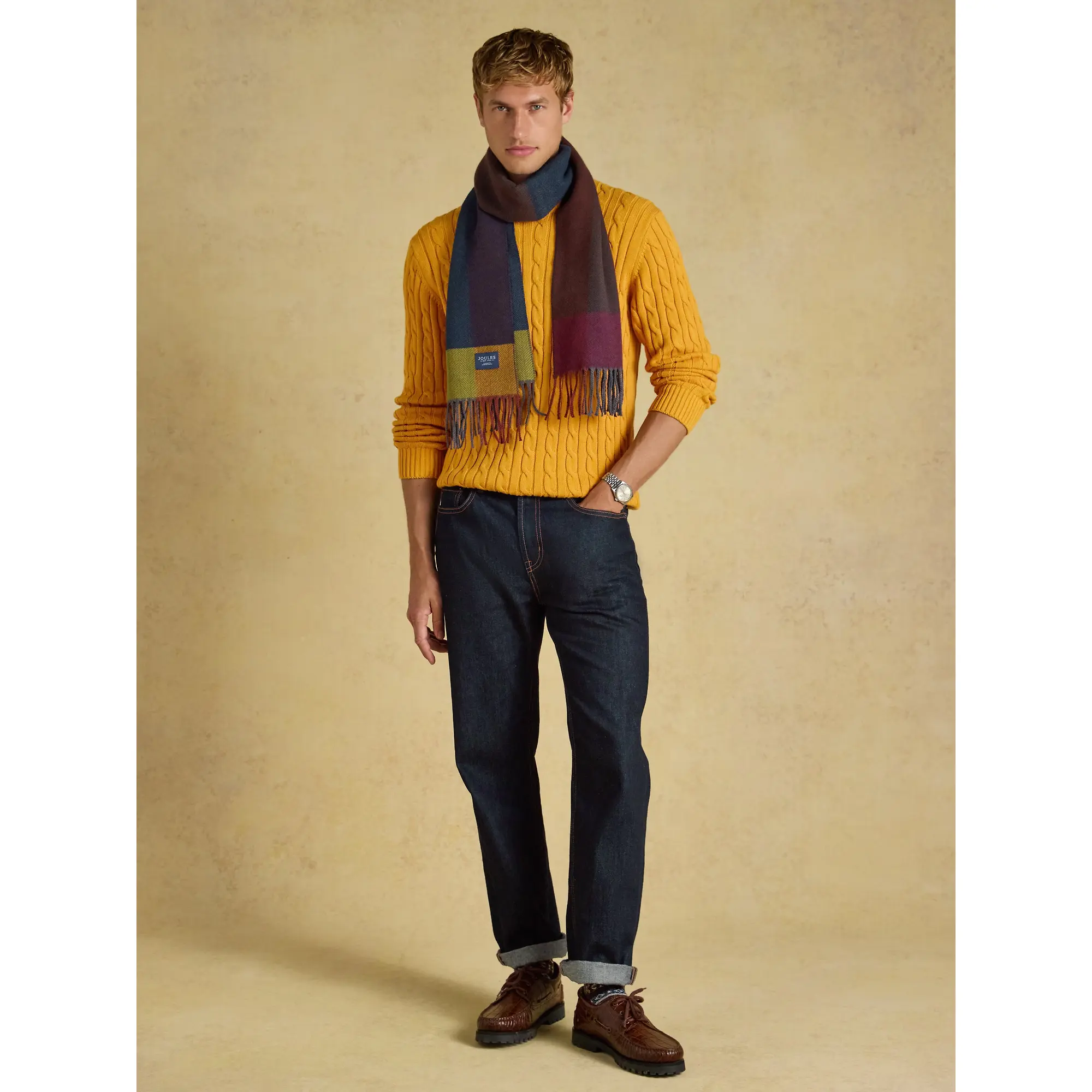 Product image 3 of 6 of Joules Men's Langtree Scarf - Multi Herringbone Colourblock