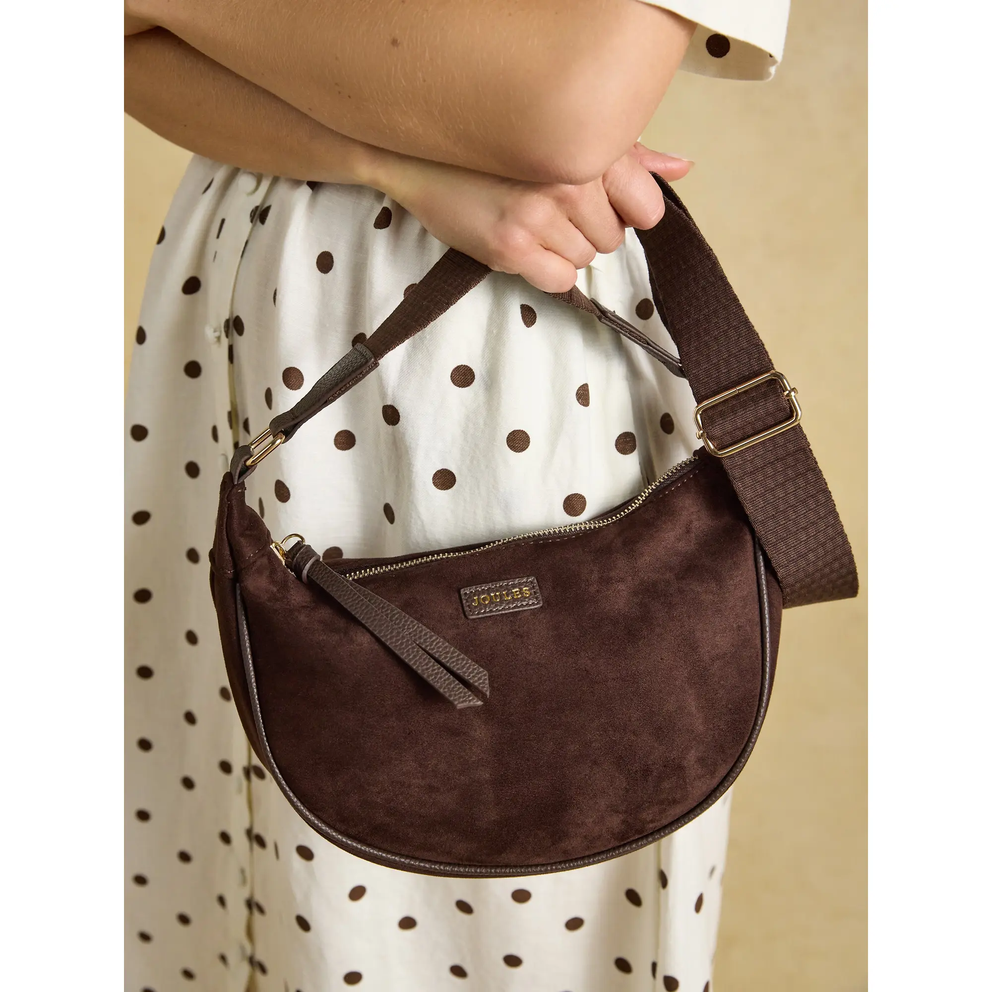 Product image 3 of 8 of Joules Women's Suedette Moon Cross Body Bag - Chocolate Brown