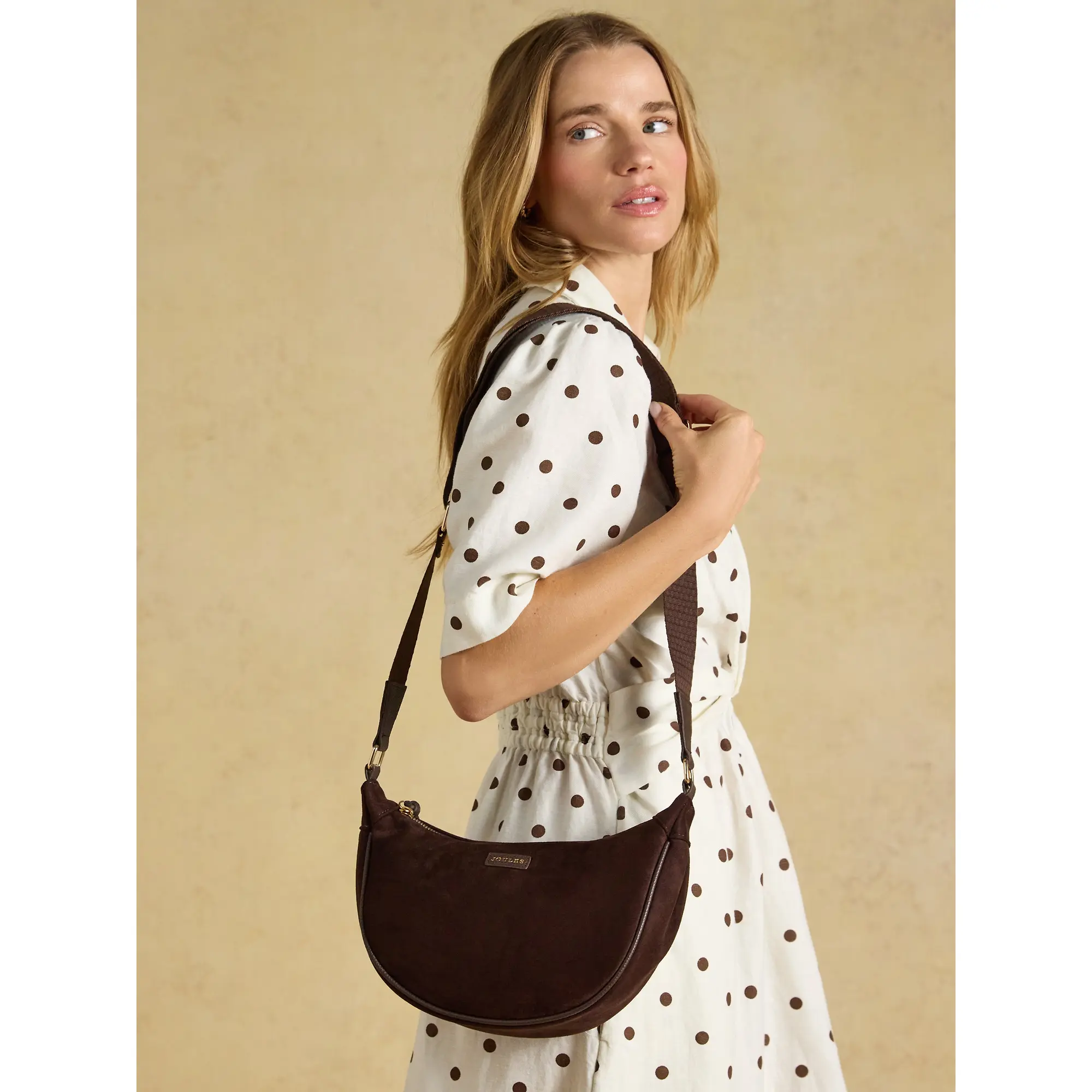 Product image 2 of 8 of Joules Women's Suedette Moon Cross Body Bag - Chocolate Brown