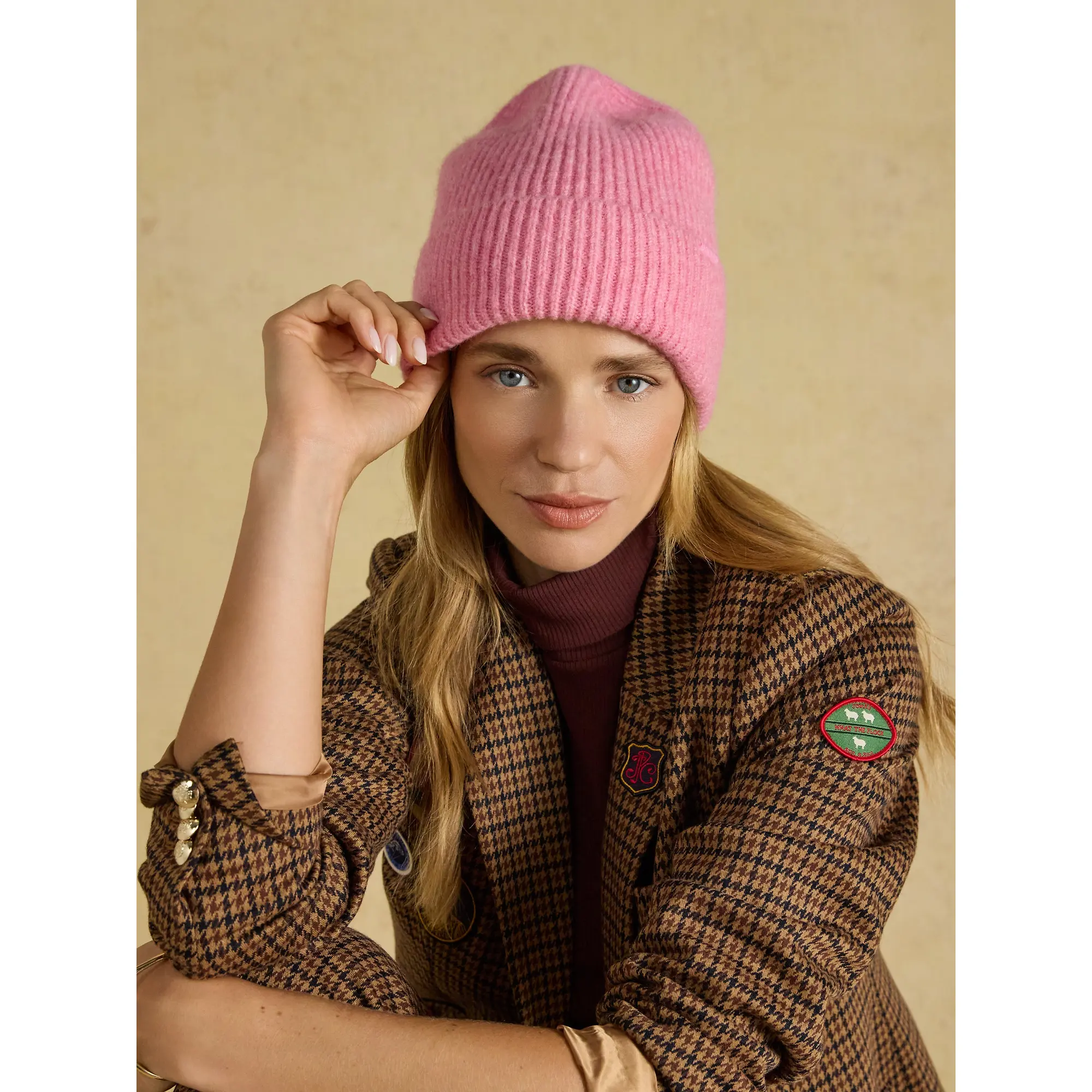 Product image 2 of 5 of Joules Women's Fine Knit Beanie Hat - Pink