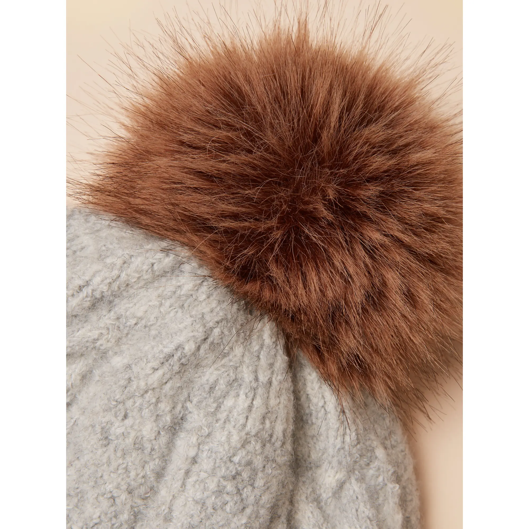 Product image 4 of 4 of Joules Women's Cable Bobble Hat - Grey