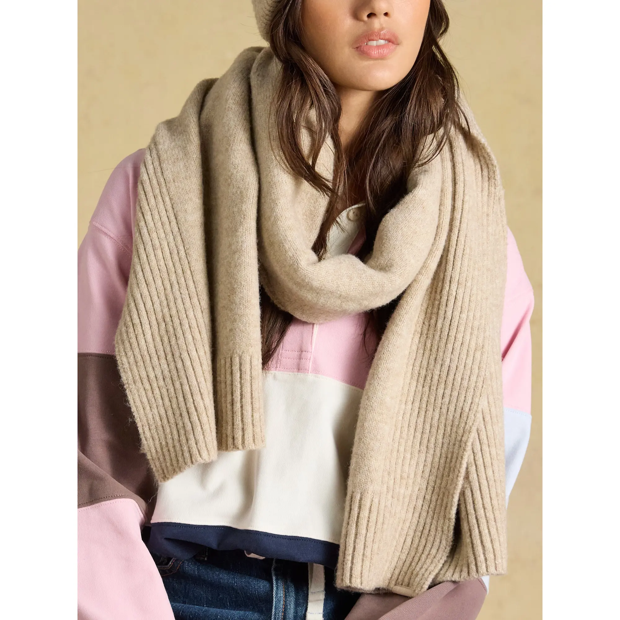 Product image 3 of 6 of Joules Women's Fine Knit Scarf - Oatmeal