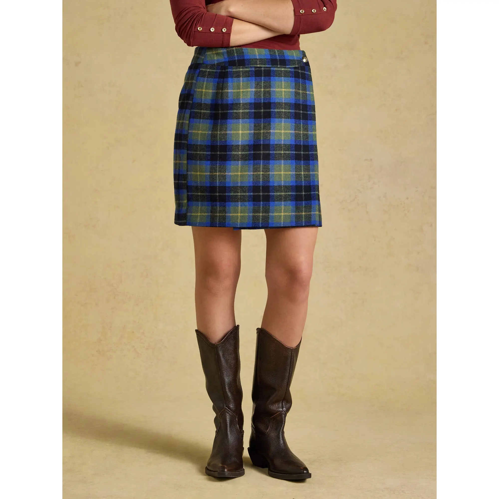 Product image 2 of 6 of Joules Women's Wrenley Wrap Skirt - Green Check