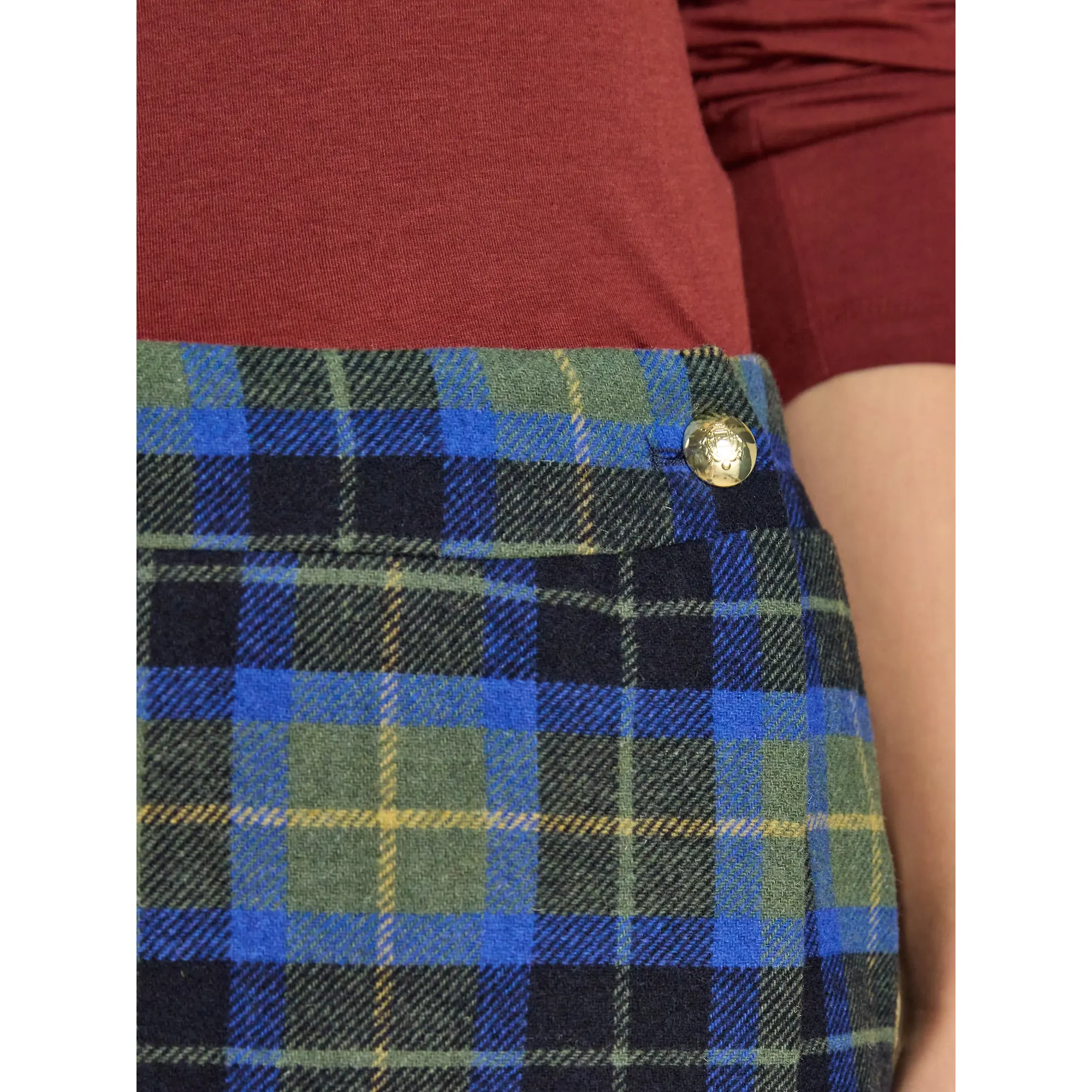 Product image 6 of 6 of Joules Women's Wrenley Wrap Skirt - Green Check