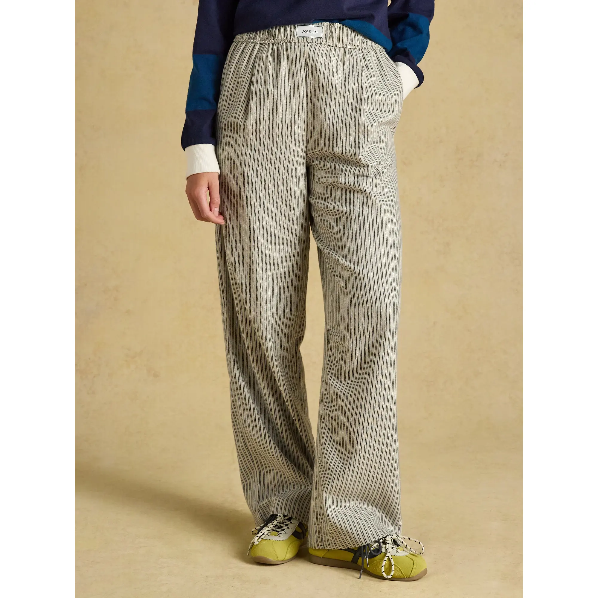Product image 4 of 9 of Joules Women's Flannel Hallie Pull-On Trousers - Navy Stripe