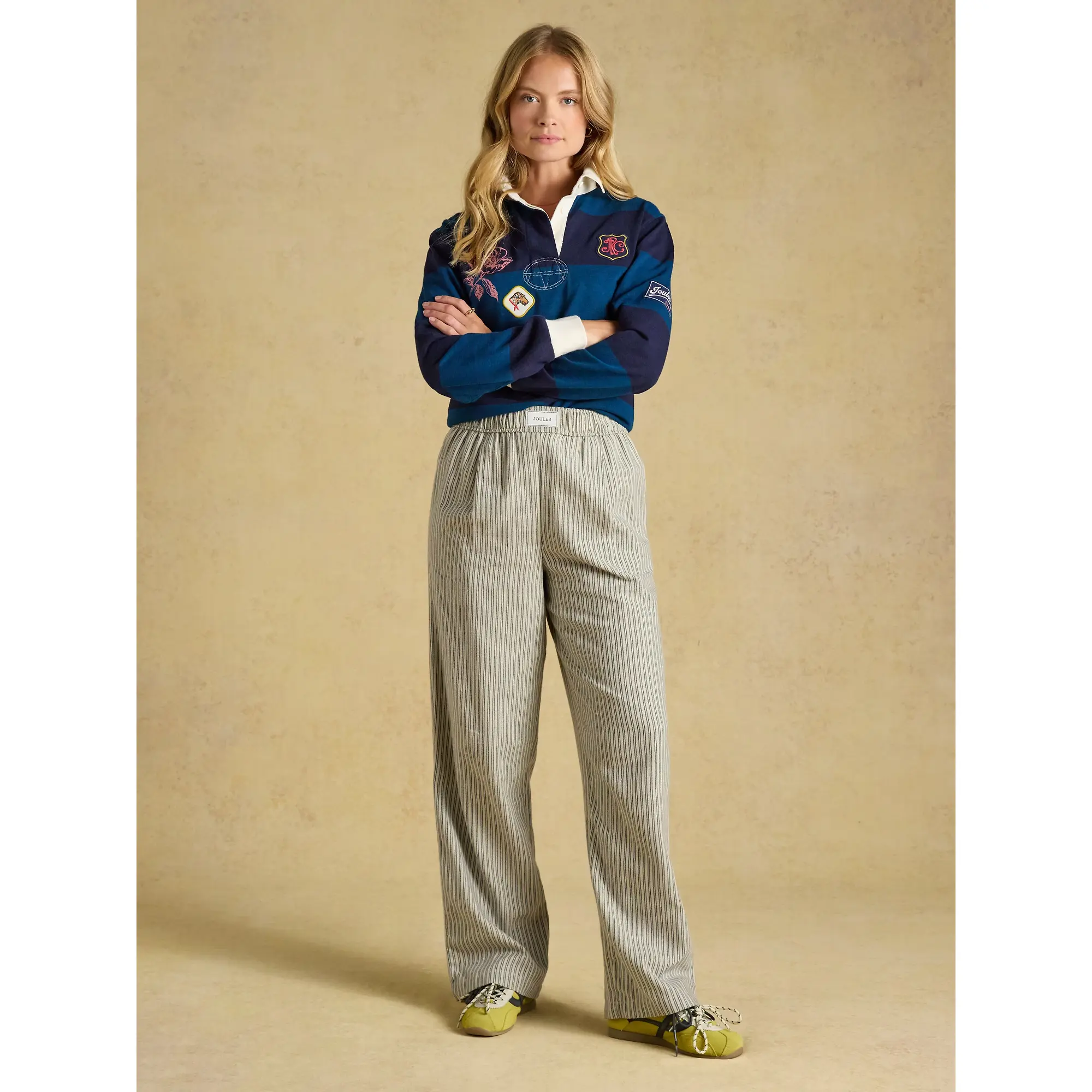 Product image 7 of 9 of Joules Women's Flannel Hallie Pull-On Trousers - Navy Stripe