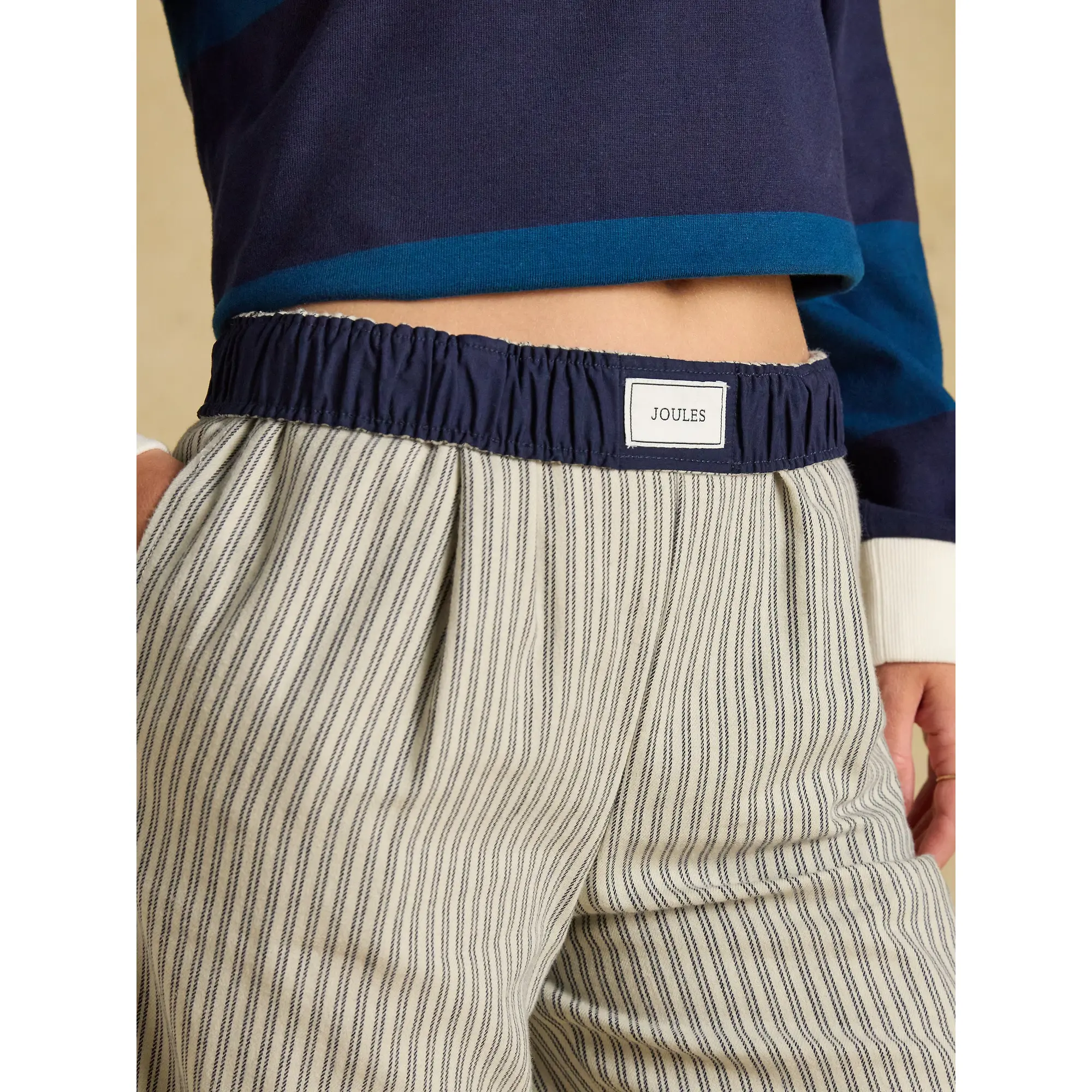 Product image 9 of 9 of Joules Women's Flannel Hallie Pull-On Trousers - Navy Stripe