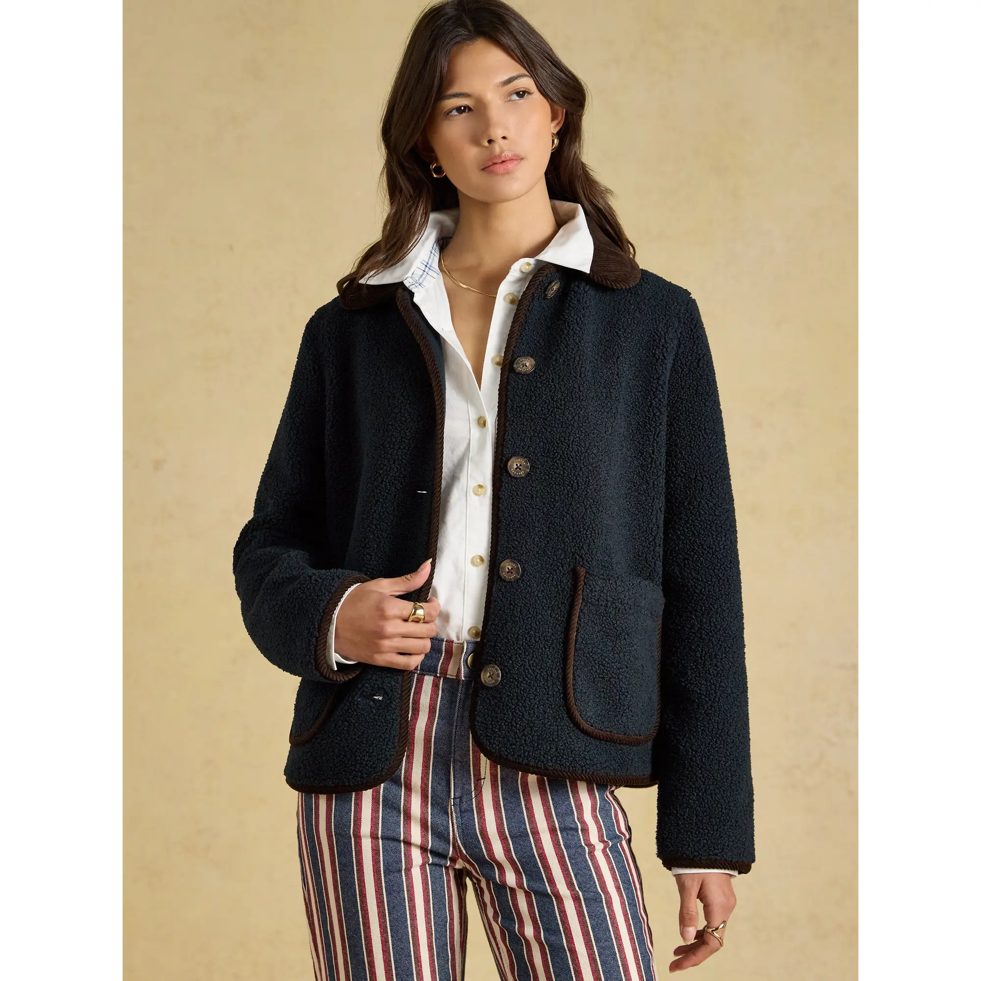 Product image 2 of 7 of Joules Women's Sadie Button Through Fleece Jacket - Navy