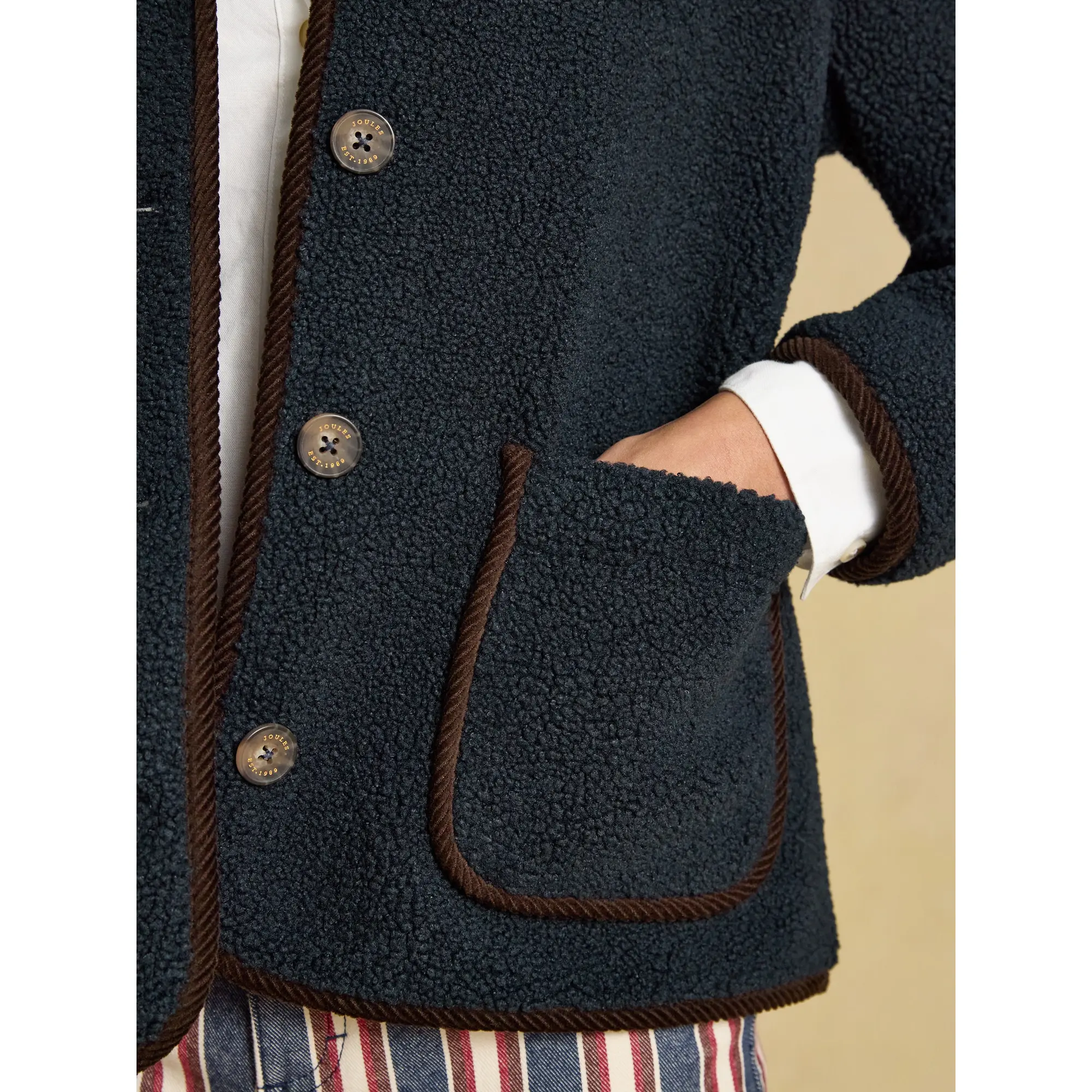 Product image 4 of 7 of Joules Women's Sadie Button Through Fleece Jacket - Navy