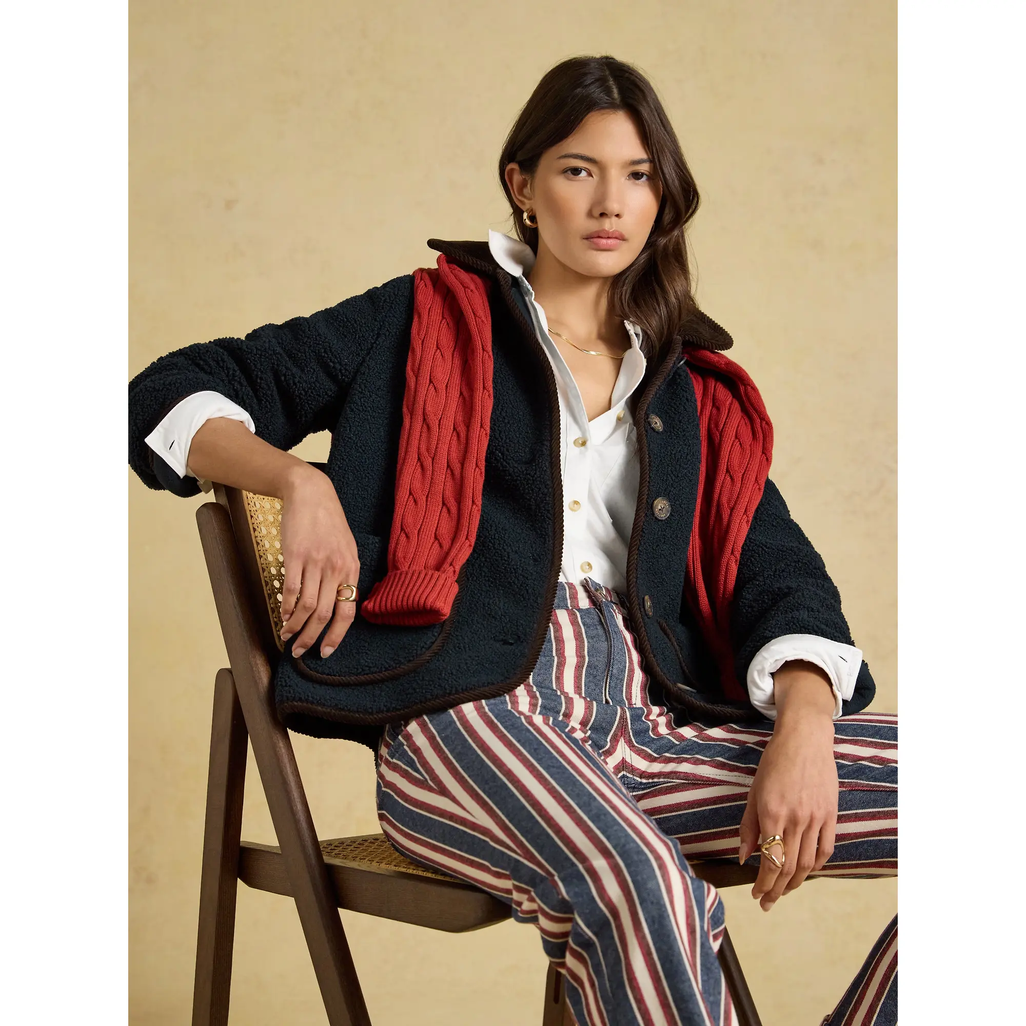 Product image 5 of 7 of Joules Women's Sadie Button Through Fleece Jacket - Navy