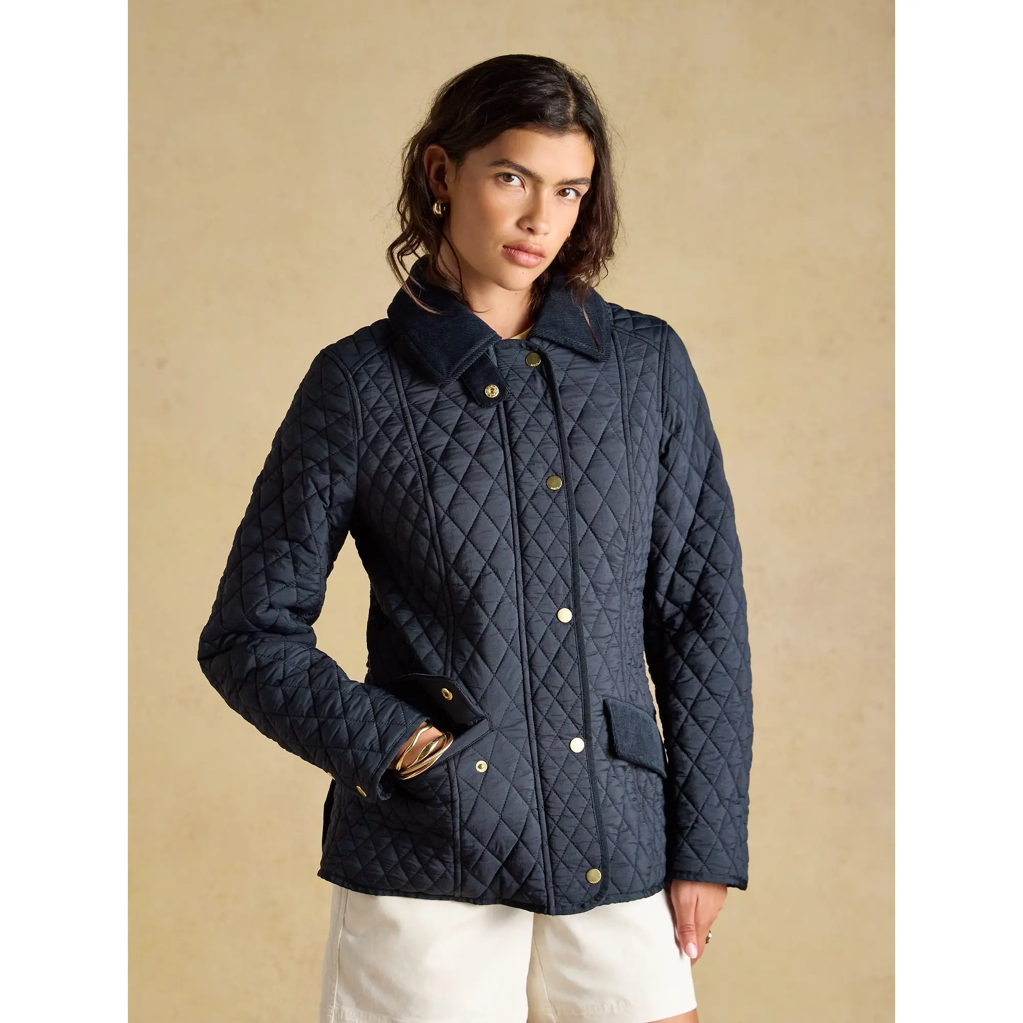 Product image 2 of 10 of Joules Women's Highclere Showerproof Diamond Quilted Jacket - Navy