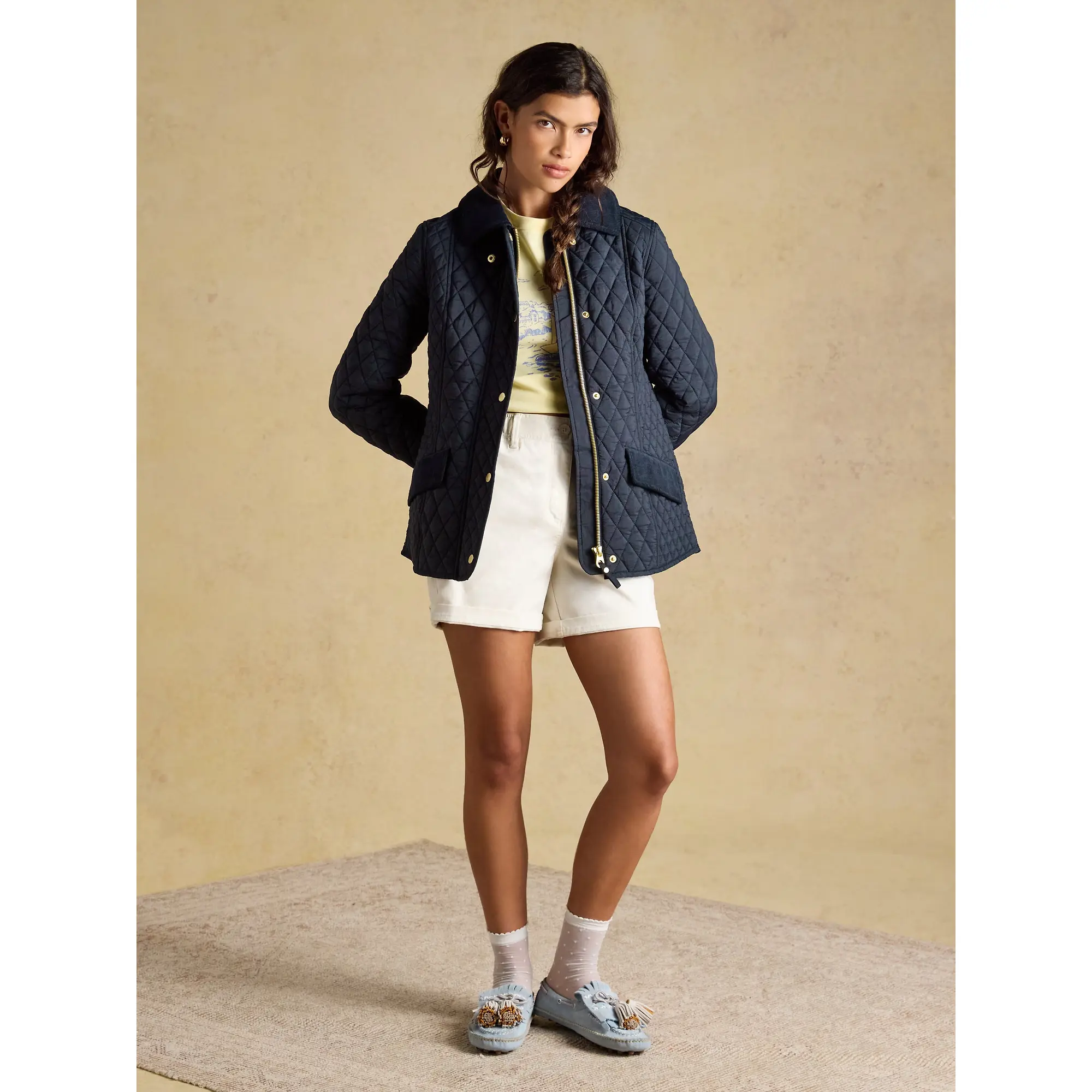 Product image 4 of 10 of Joules Women's Highclere Showerproof Diamond Quilted Jacket - Navy