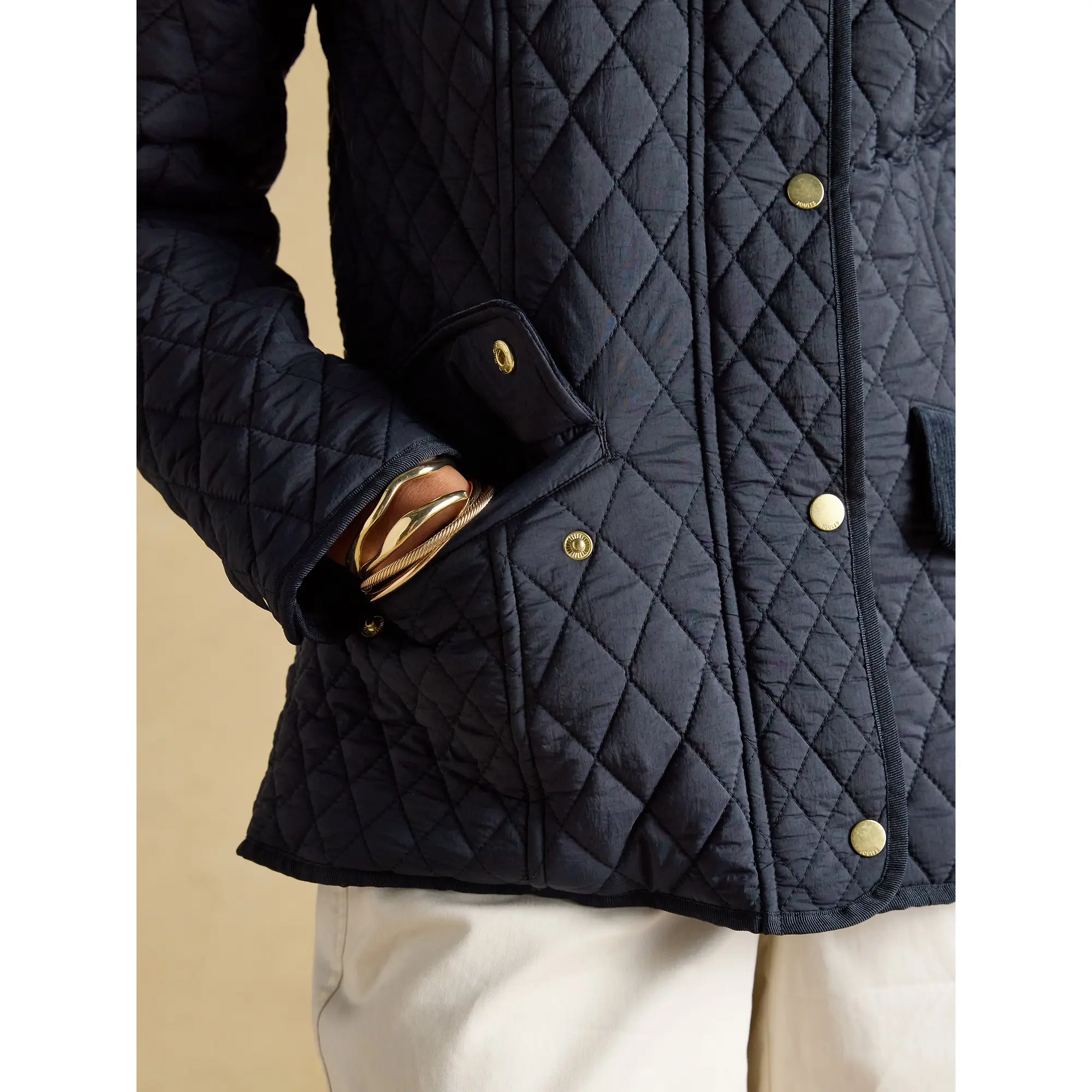 Product image 5 of 10 of Joules Women's Highclere Showerproof Diamond Quilted Jacket - Navy