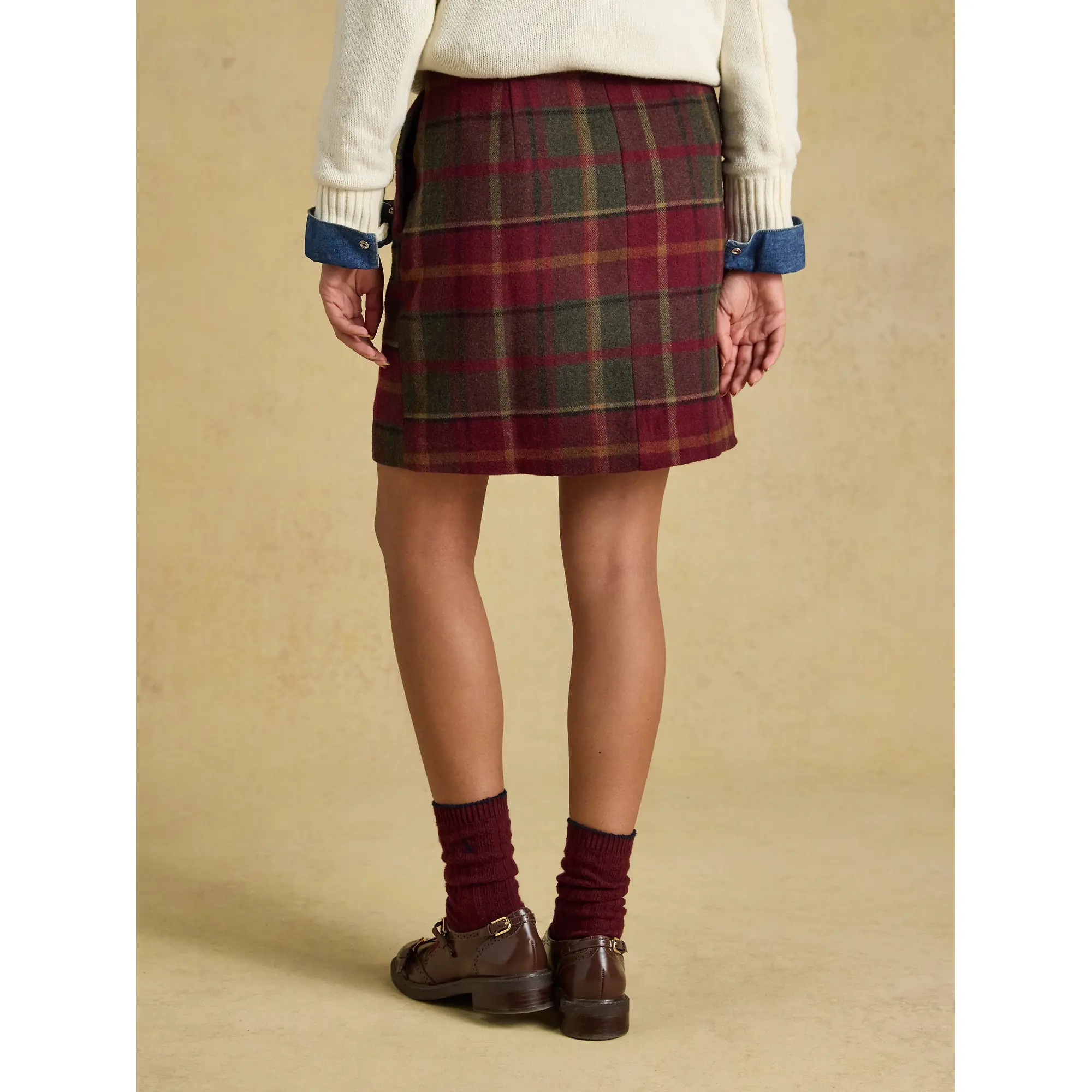 Product image 3 of 6 of Joules Women's Bramble Short Tweed Wool Blend Skirt - Rusland Check