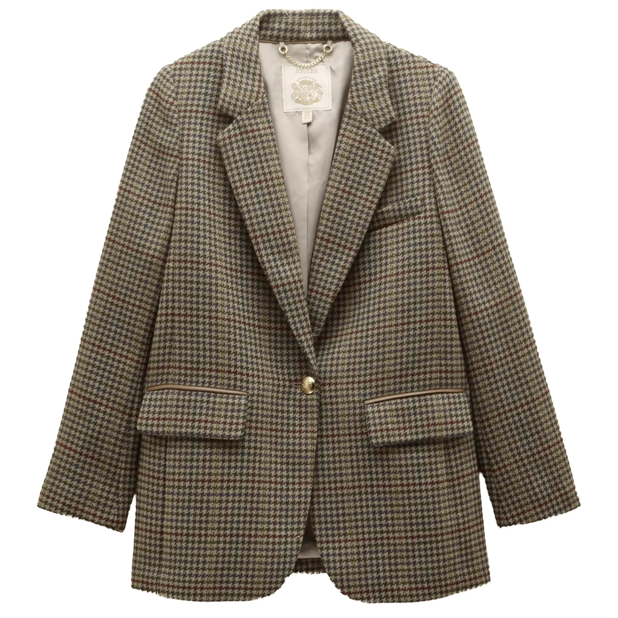 Product image 1 of 10 of Joules Women's Hackmore Check Relaxed Fit Tweed Blazer With Wool - Elton Tweed