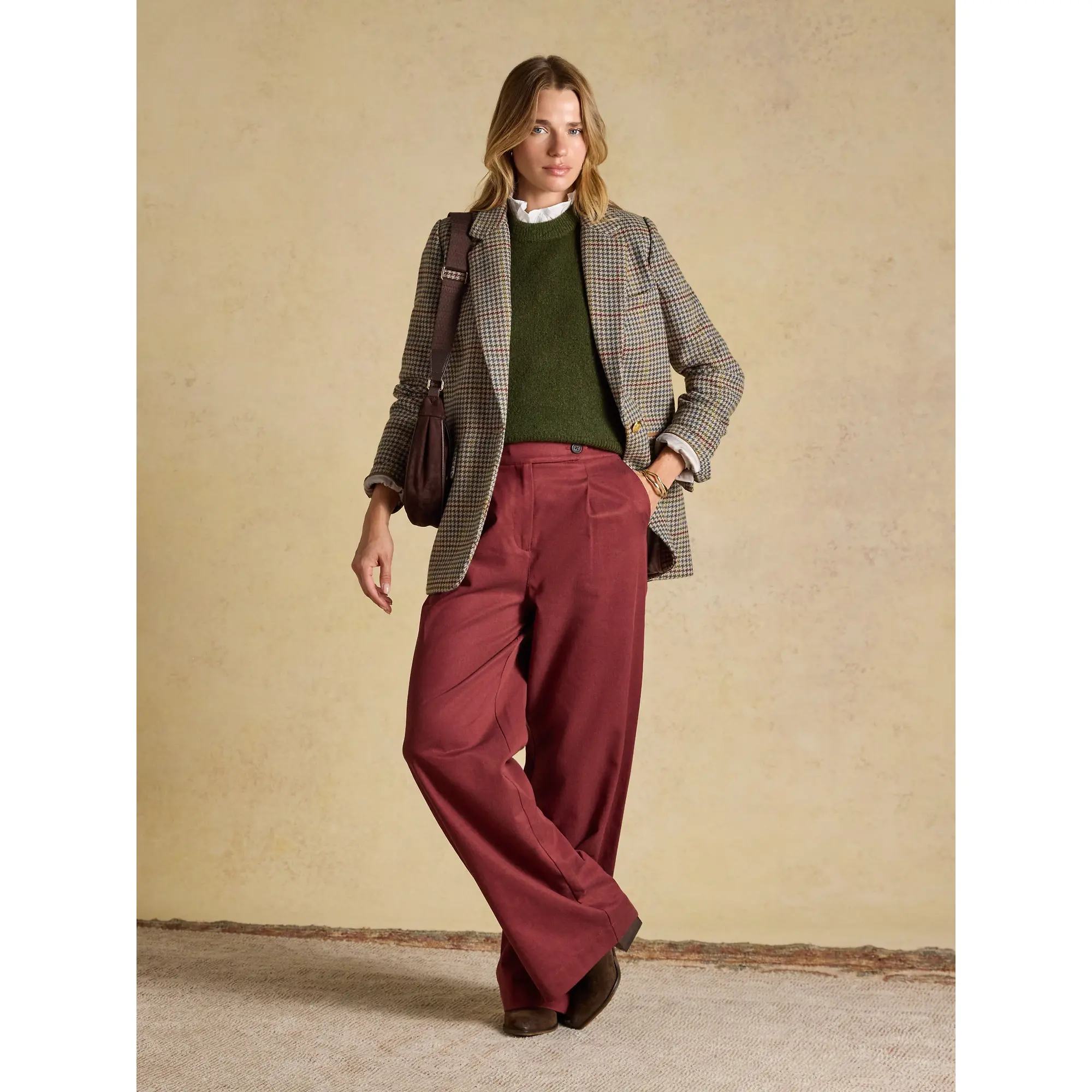 Product image 4 of 10 of Joules Women's Hackmore Check Relaxed Fit Tweed Blazer With Wool - Elton Tweed