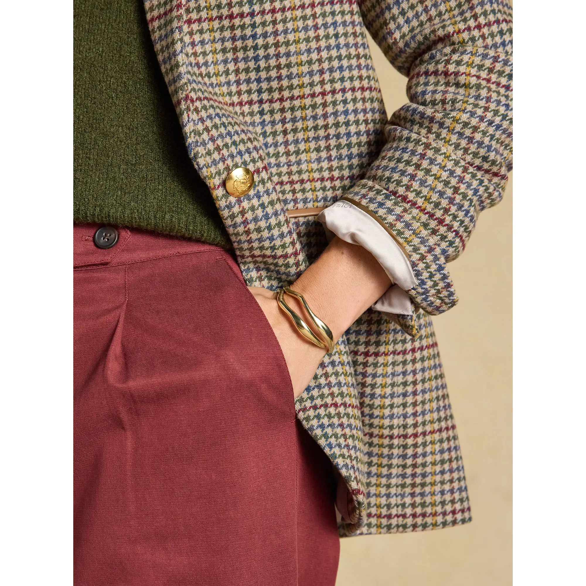 Product image 5 of 10 of Joules Women's Hackmore Check Relaxed Fit Tweed Blazer With Wool - Elton Tweed