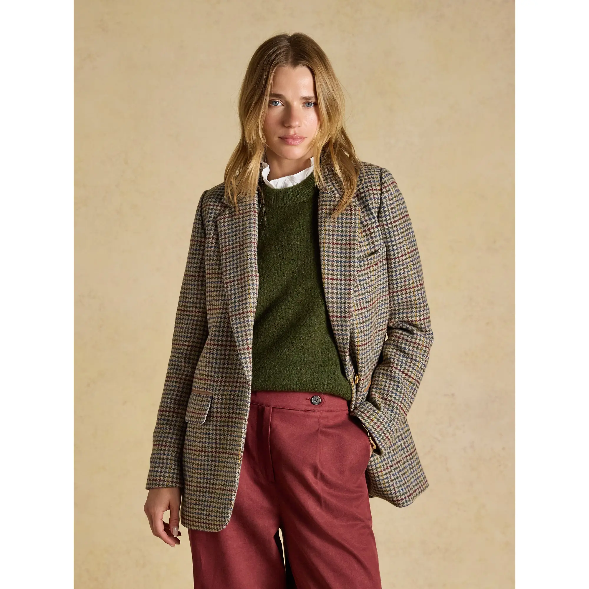 Product image 6 of 10 of Joules Women's Hackmore Check Relaxed Fit Tweed Blazer With Wool - Elton Tweed