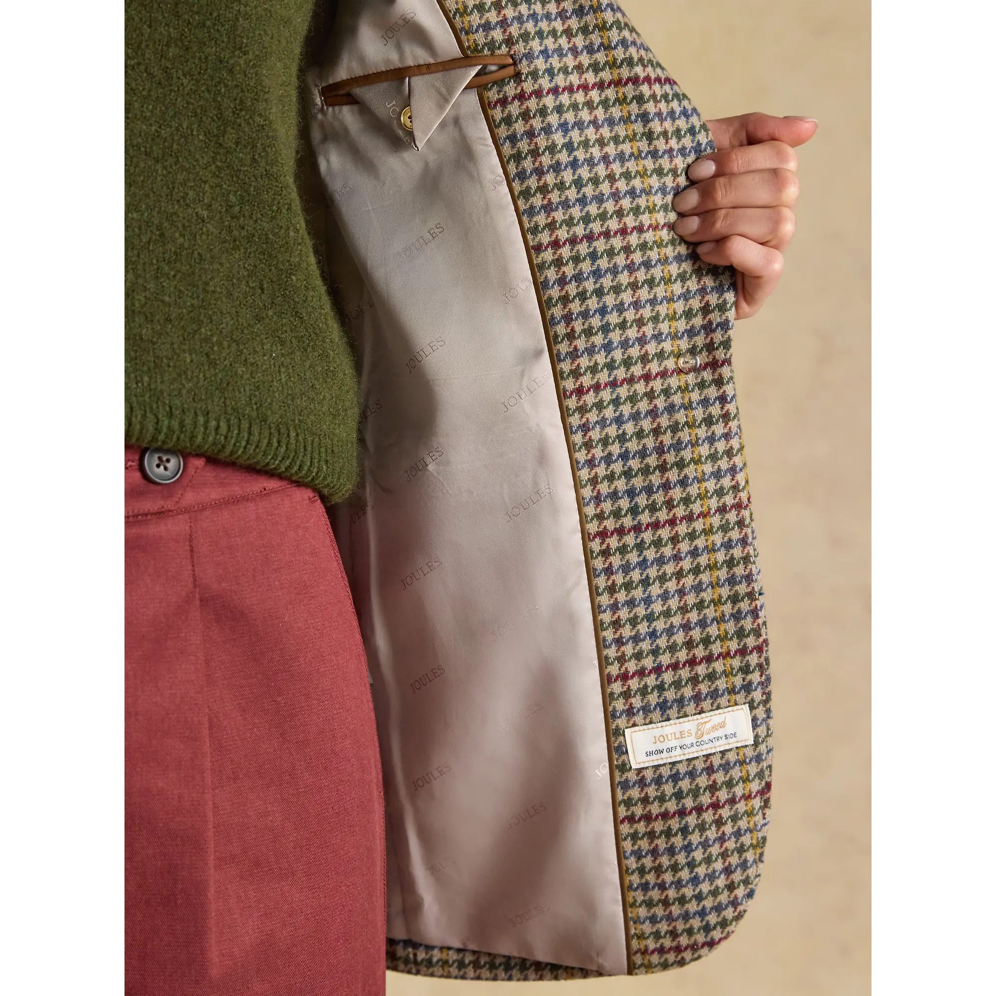 Product image 7 of 10 of Joules Women's Hackmore Check Relaxed Fit Tweed Blazer With Wool - Elton Tweed