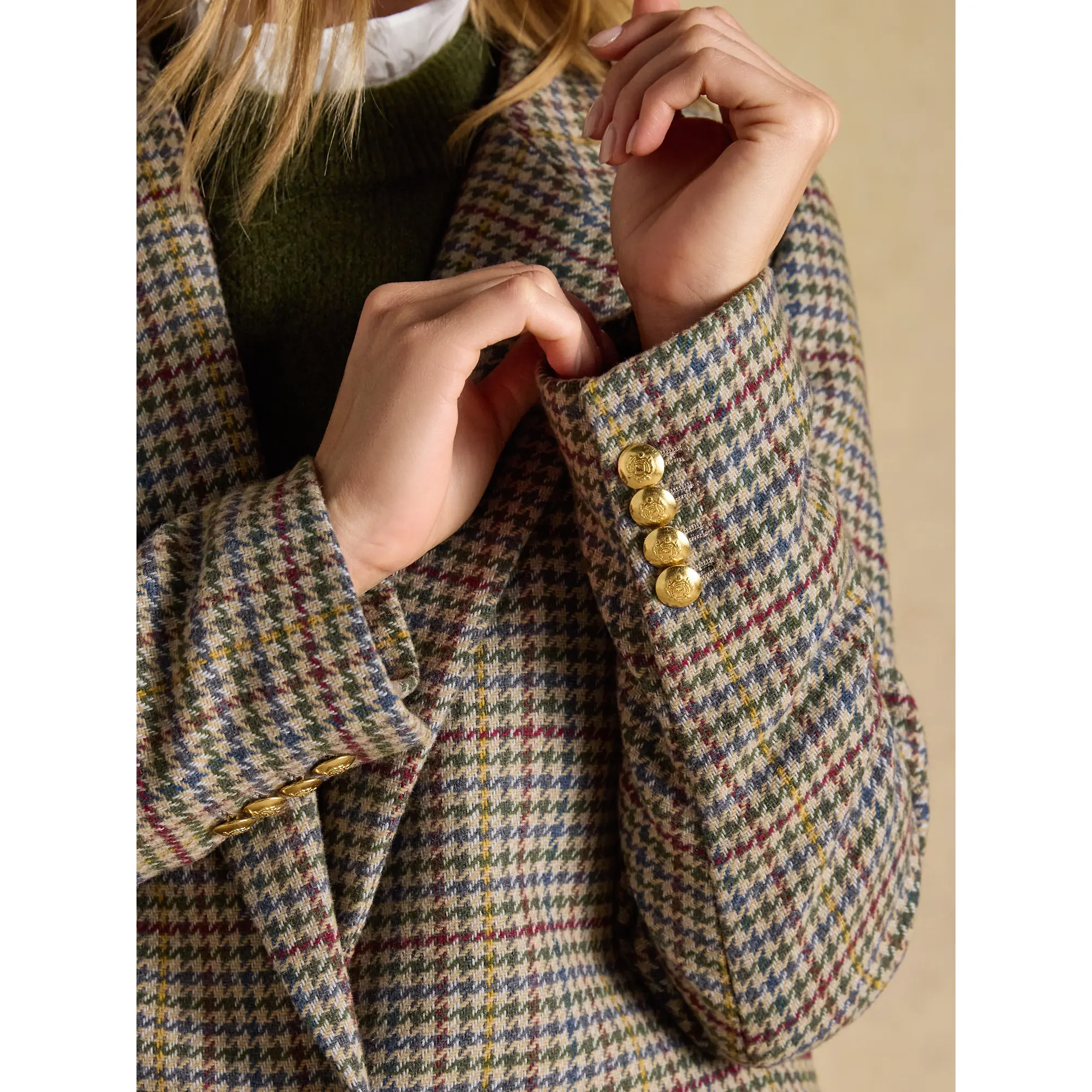 Product image 8 of 10 of Joules Women's Hackmore Check Relaxed Fit Tweed Blazer With Wool - Elton Tweed