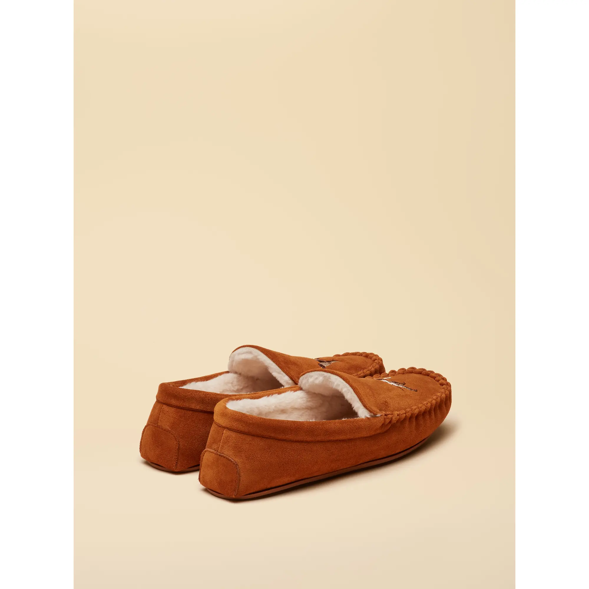 Product image 2 of 6 of Joules Men's Moccasin Embroidered Slippers - Tan Brown