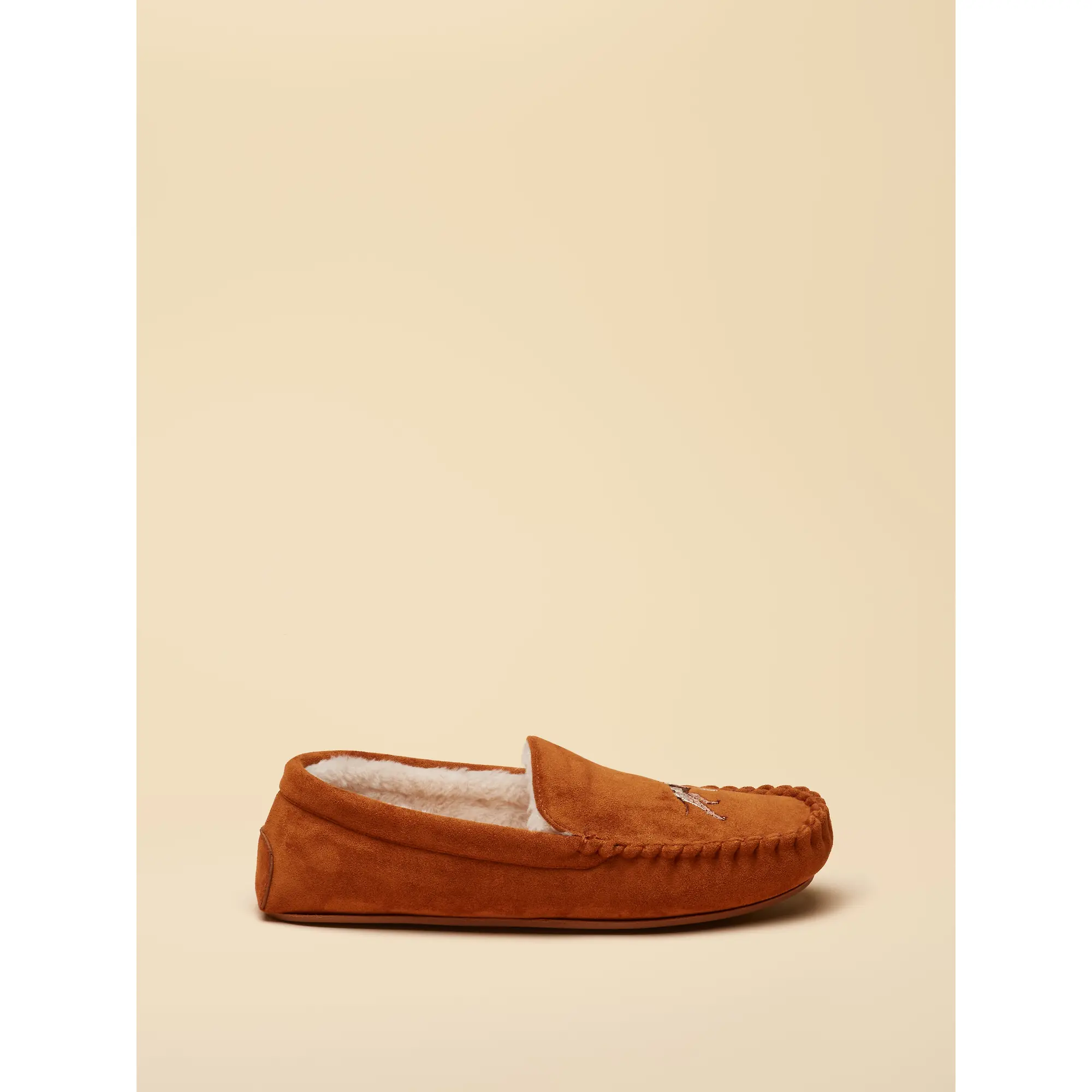 Product image 3 of 6 of Joules Men's Moccasin Embroidered Slippers - Tan Brown