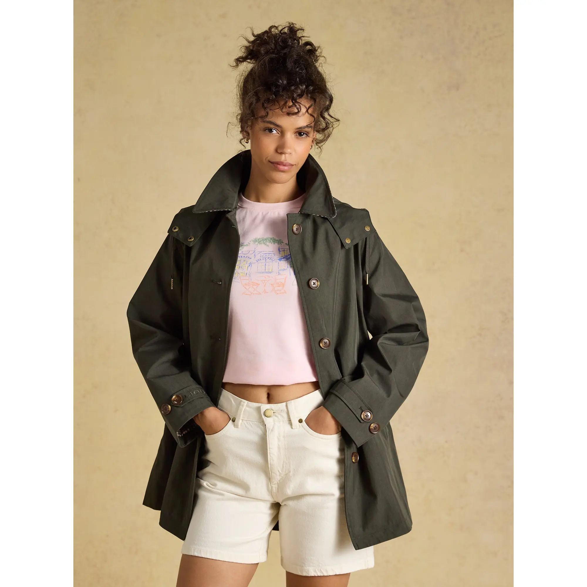 Product image 9 of 10 of Joules Women's Rainmore Raincoat - Khaki Green