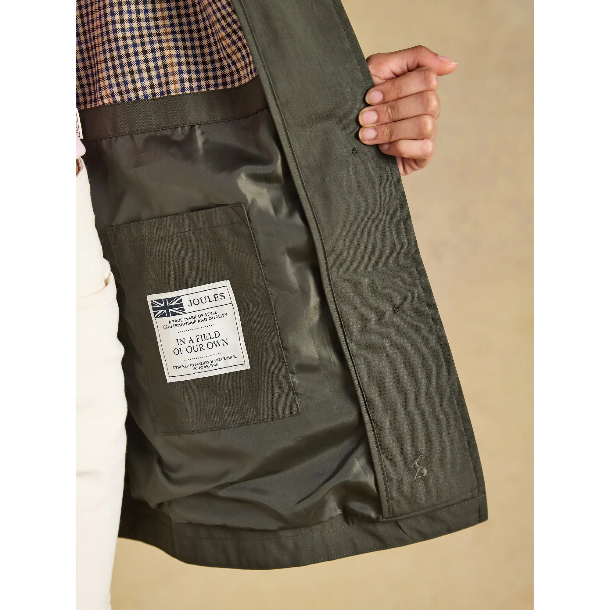 Product image 10 of 10 of Joules Women's Rainmore Raincoat - Khaki Green
