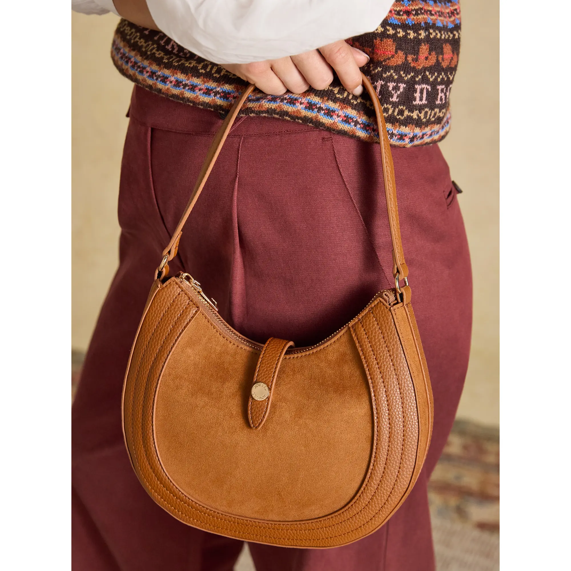 Product image 4 of 8 of Joules Women's Crossbody Saddle Bag - Tan Brown