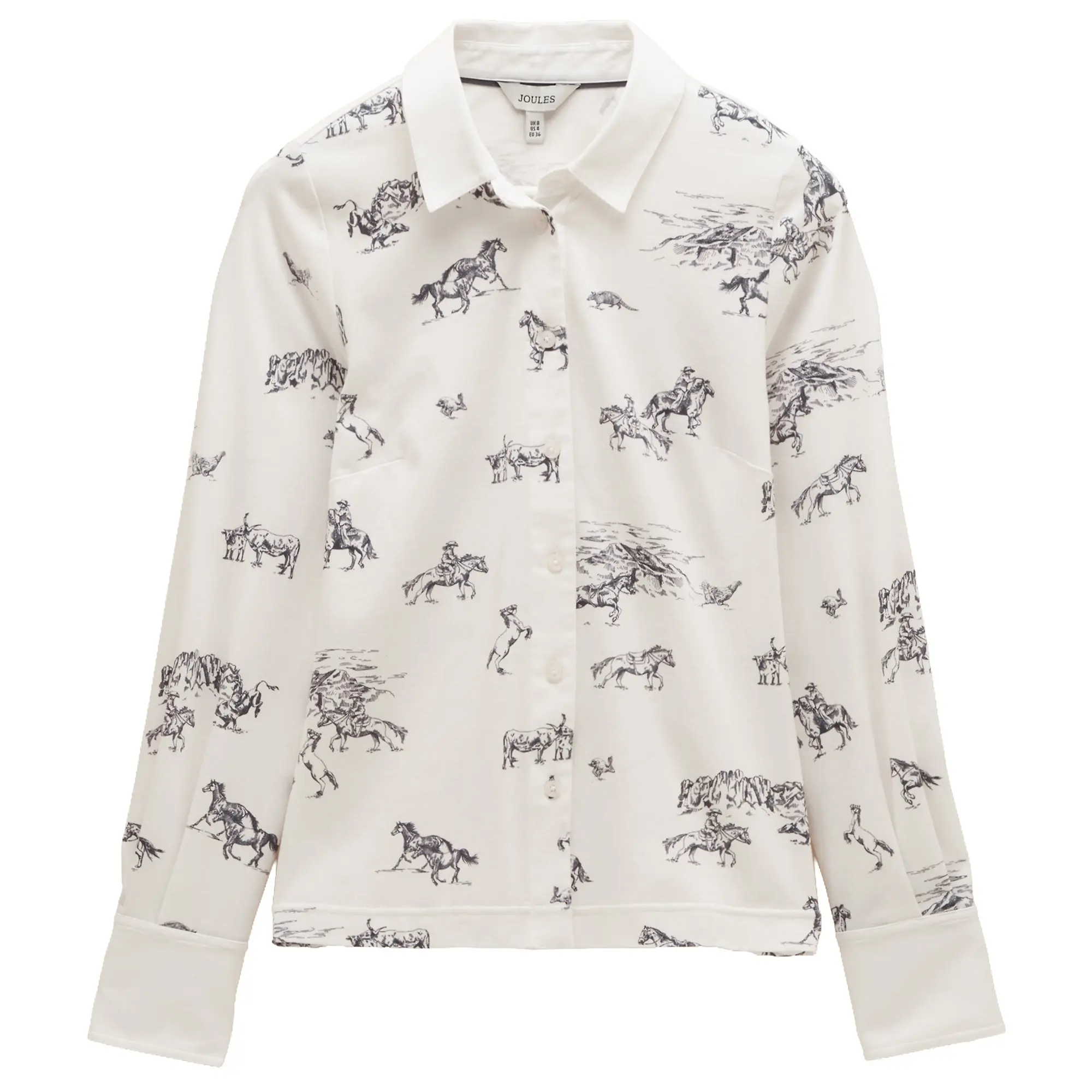 Product image 1 of 7 of Joules Women's Charlotte Cotton Rich Printed Jersey Shirt - White Western