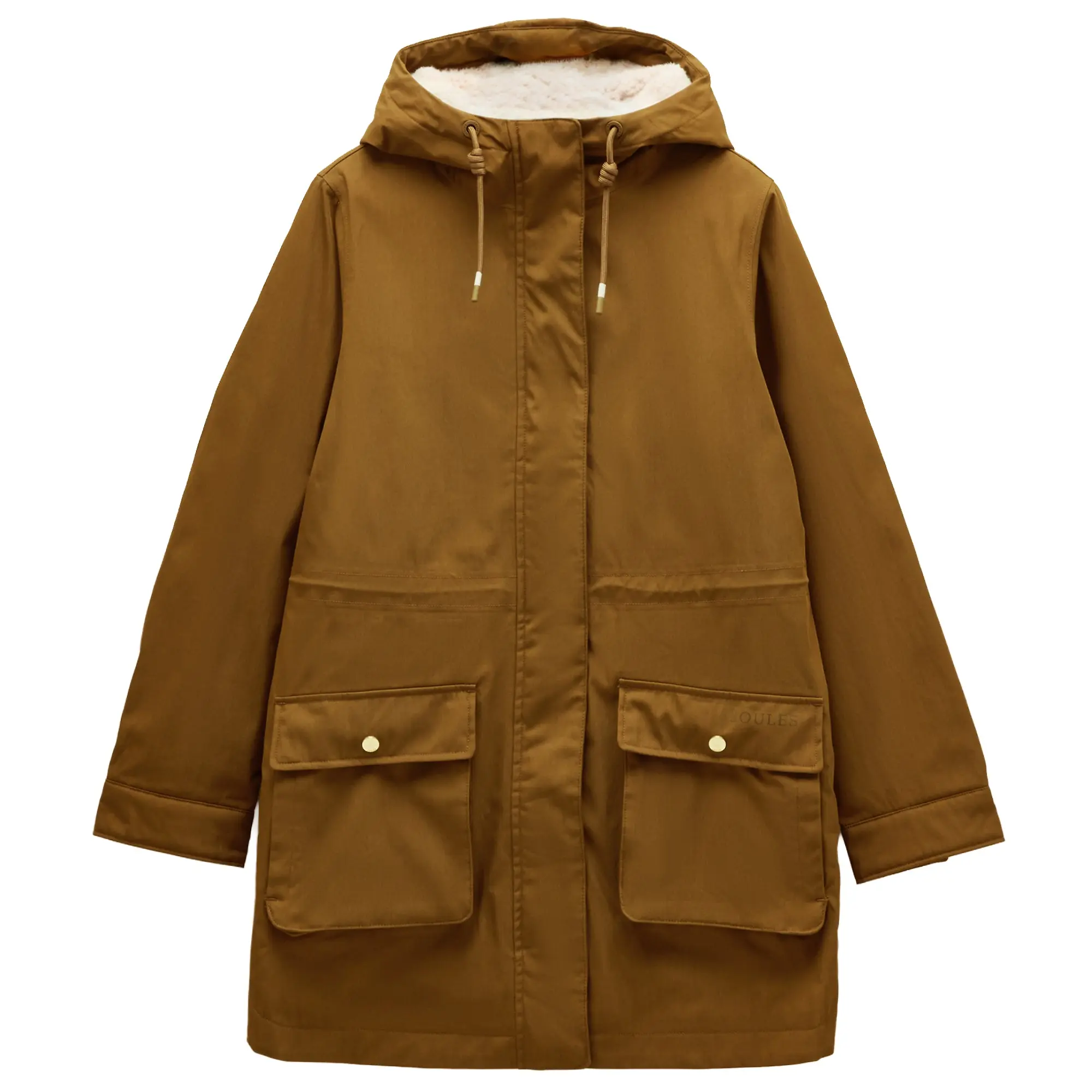 Product image 1 of 10 of Joules Women's Evercosy Borg Lined Waterproof Raincoat With Hood - Tan Brown