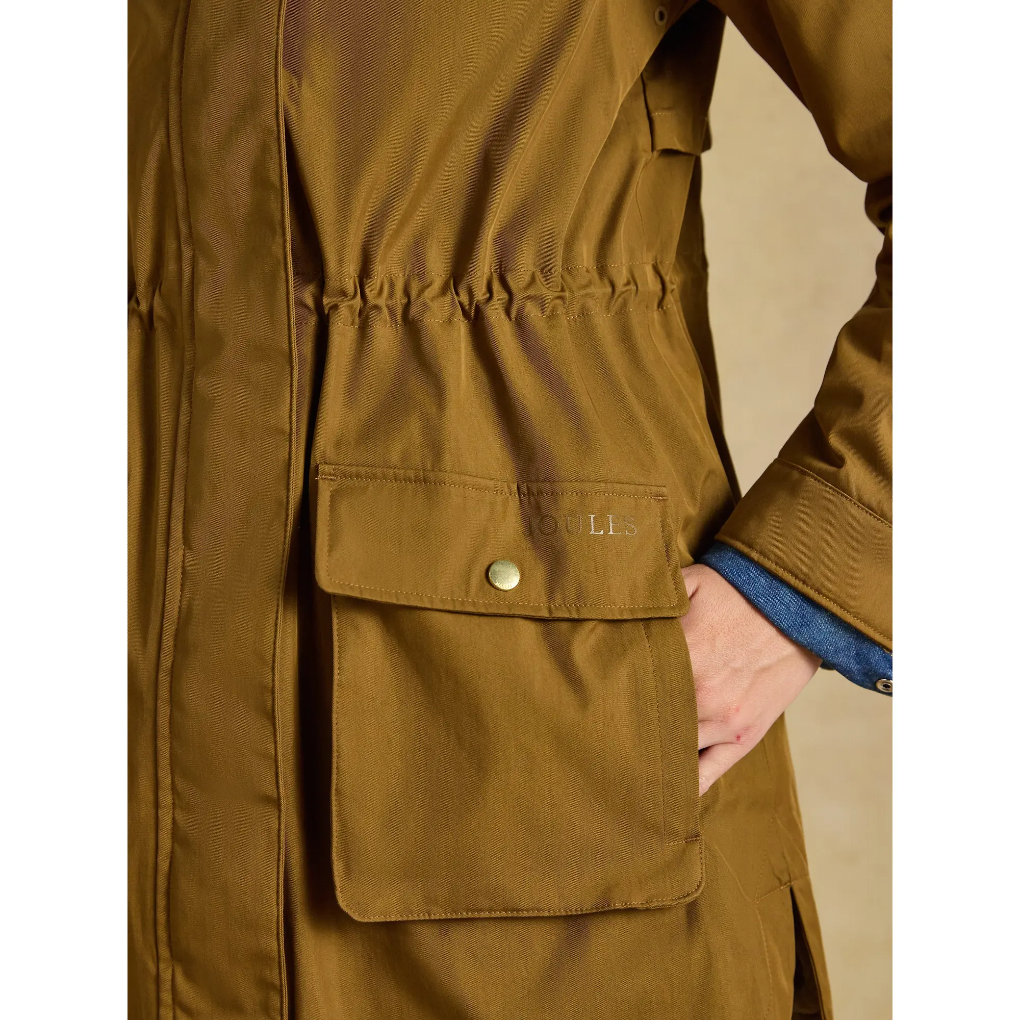 Product image 5 of 10 of Joules Women's Evercosy Borg Lined Waterproof Raincoat With Hood - Tan Brown