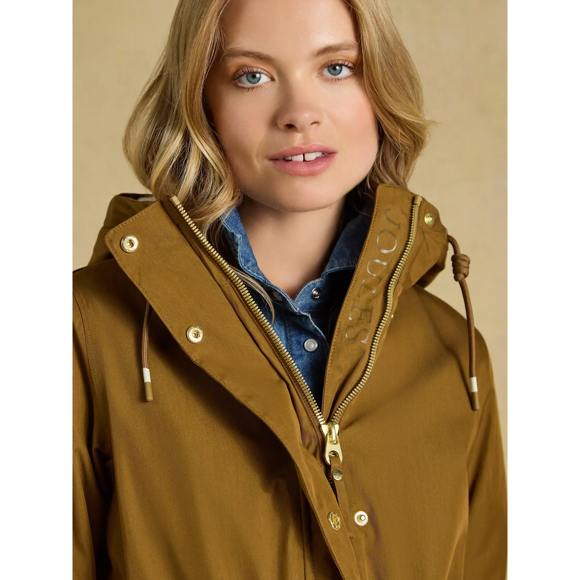 Product image 6 of 10 of Joules Women's Evercosy Borg Lined Waterproof Raincoat With Hood - Tan Brown