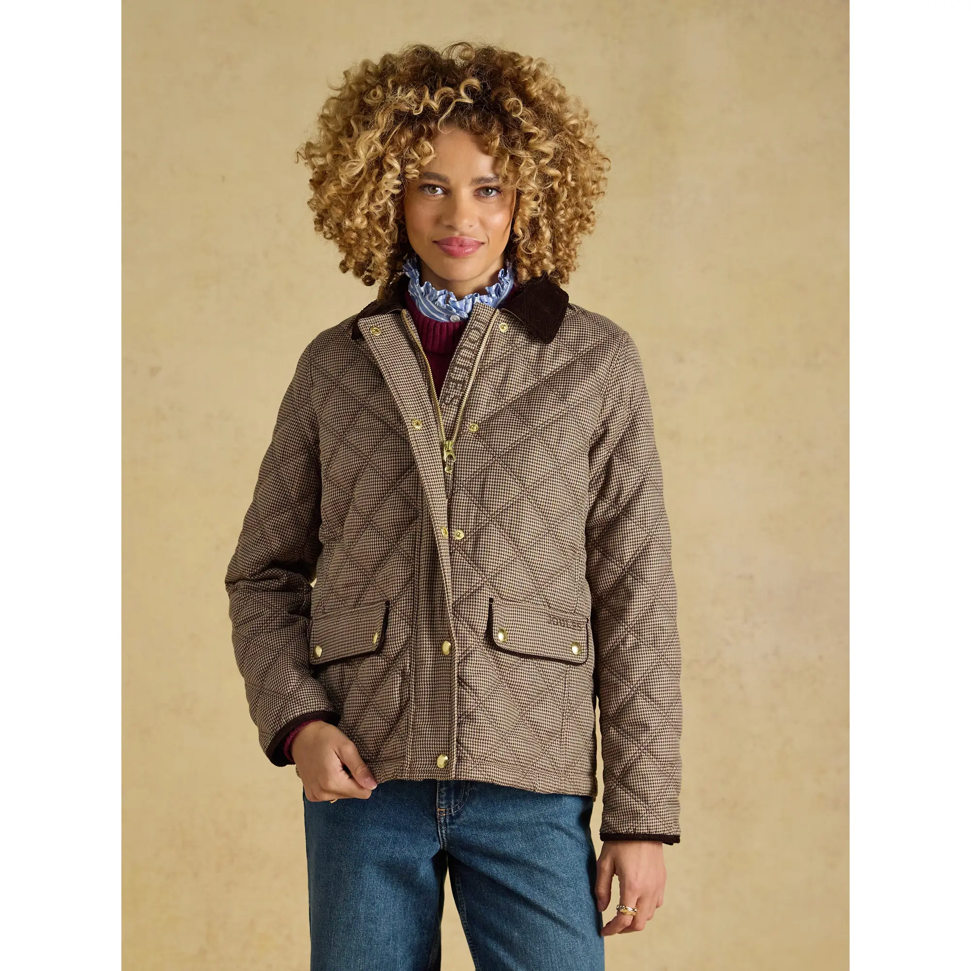 Product image 2 of 5 of Joules Women's Harrogate Showerproof Diamond Quilted Barn Jacket - Check