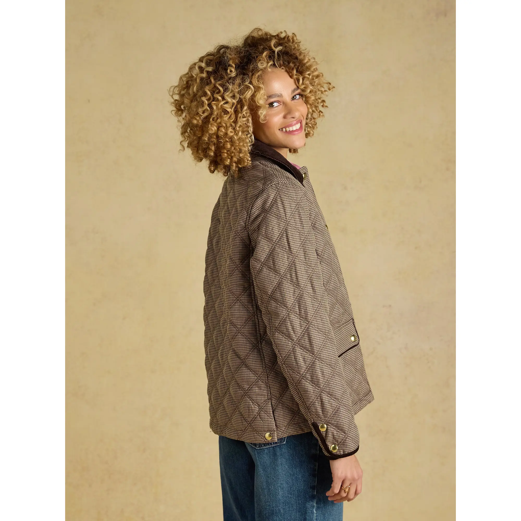 Product image 3 of 5 of Joules Women's Harrogate Showerproof Diamond Quilted Barn Jacket - Check