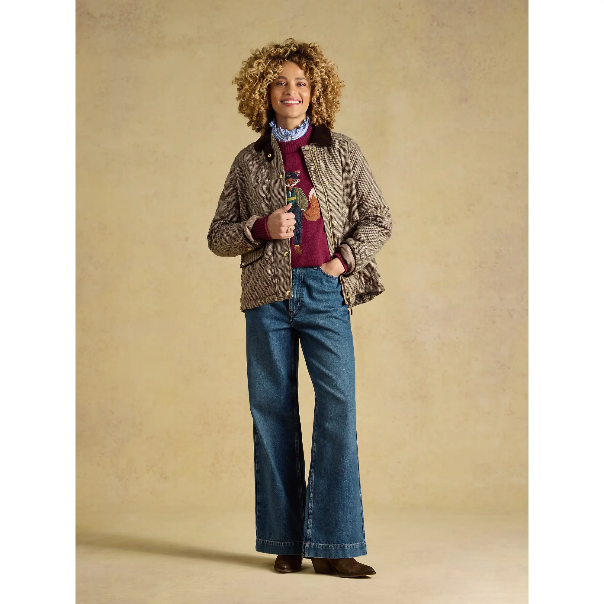 Product image 4 of 5 of Joules Women's Harrogate Showerproof Diamond Quilted Barn Jacket - Check