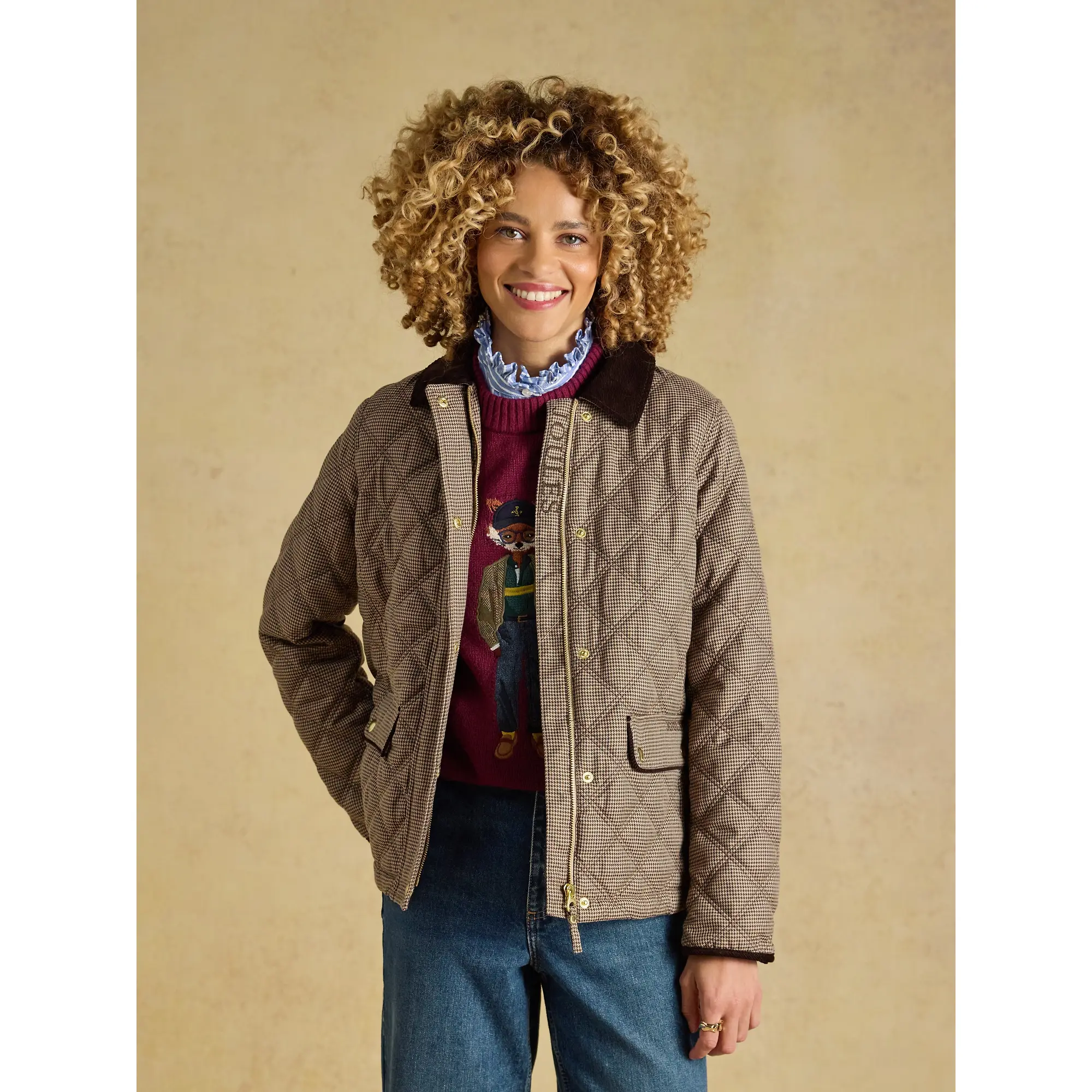 Product image 5 of 5 of Joules Women's Harrogate Showerproof Diamond Quilted Barn Jacket - Check