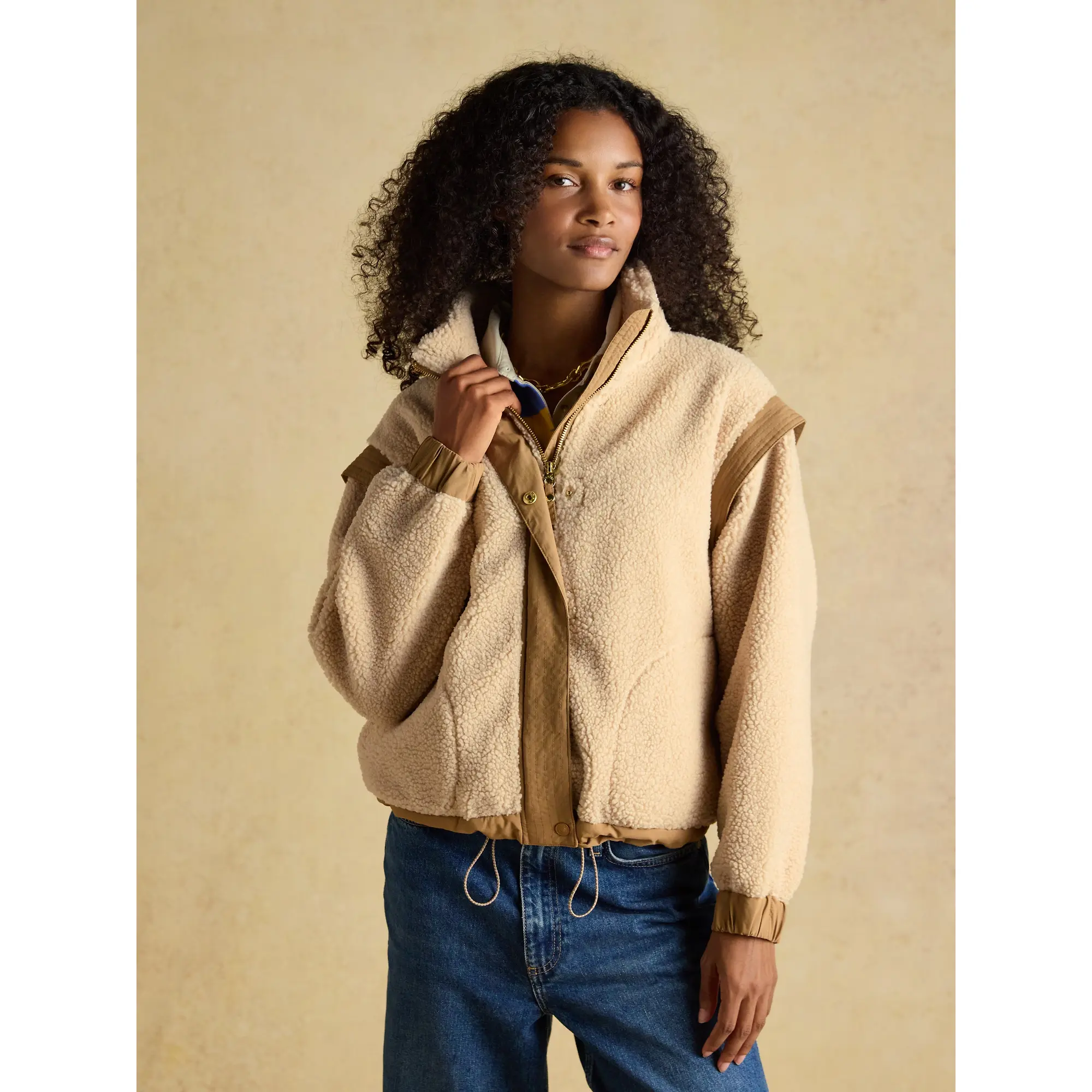 Product image 2 of 12 of Joules Women's 2 in 1 Borg Full Zip Fleece Jacket - Cream