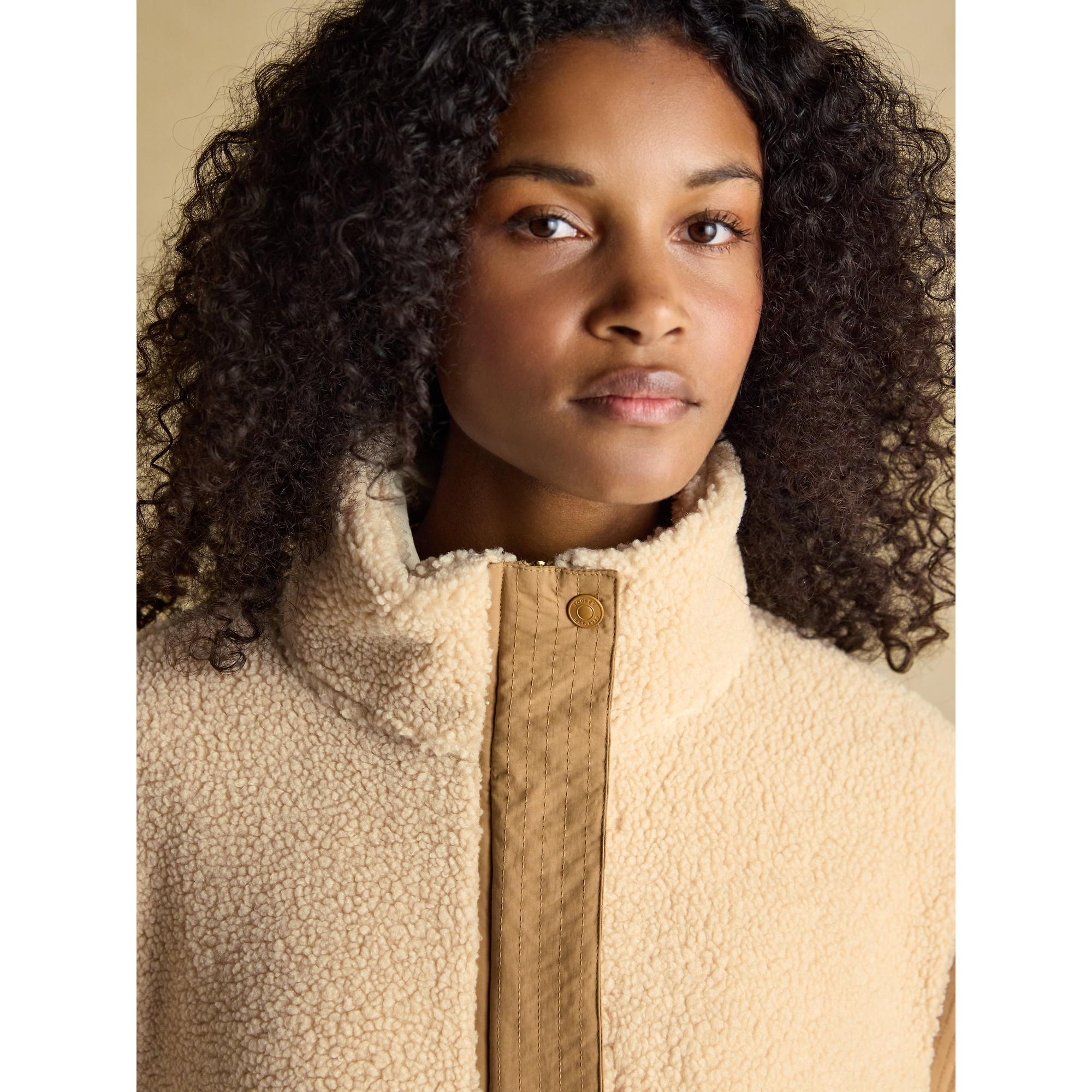 Joules Women's 2 in 1 Borg Full Zip Fleece Jacket - Cream