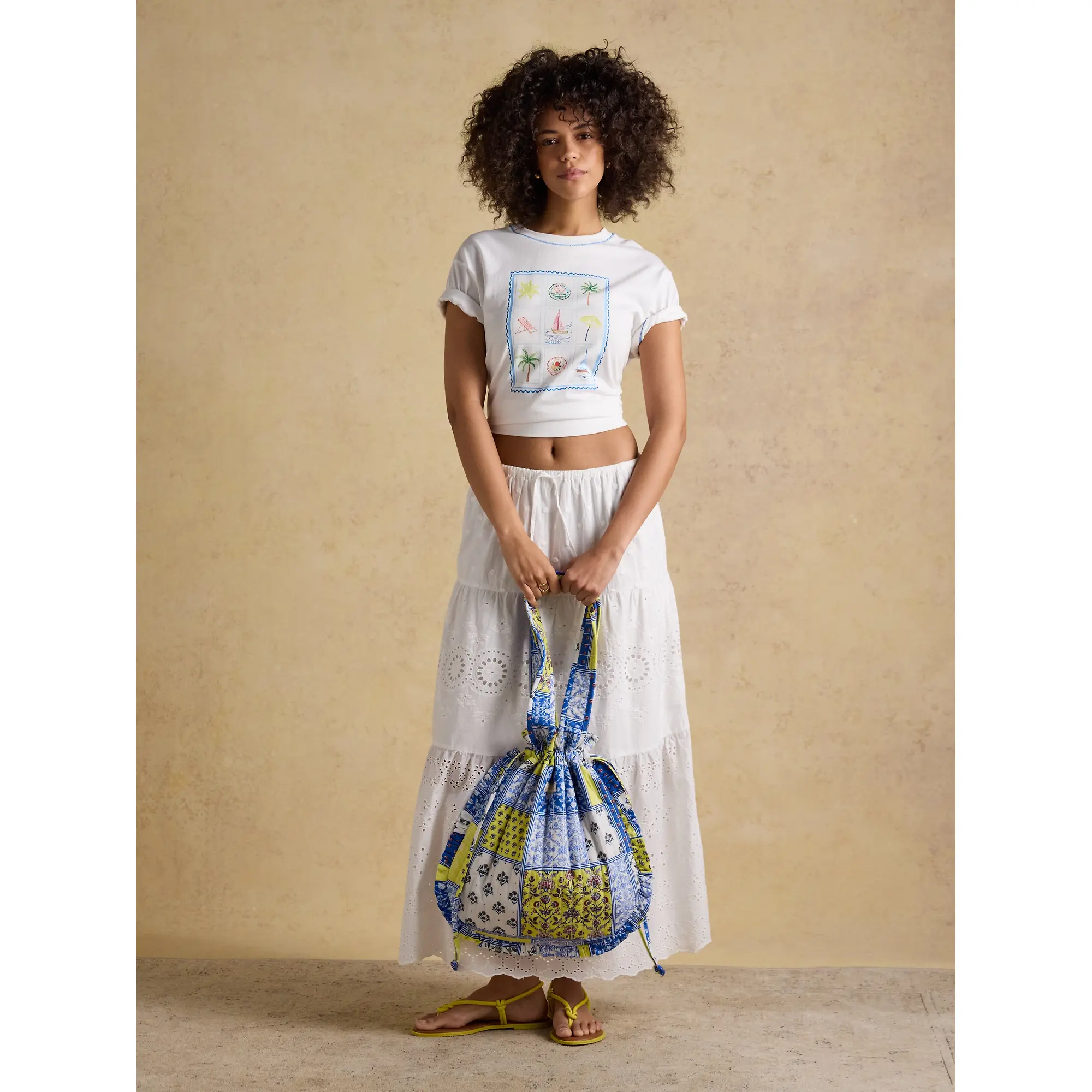 Product image 3 of 9 of Joules Women's Nella Quilted Tote Bag - Yellow Blue Hotch Potch