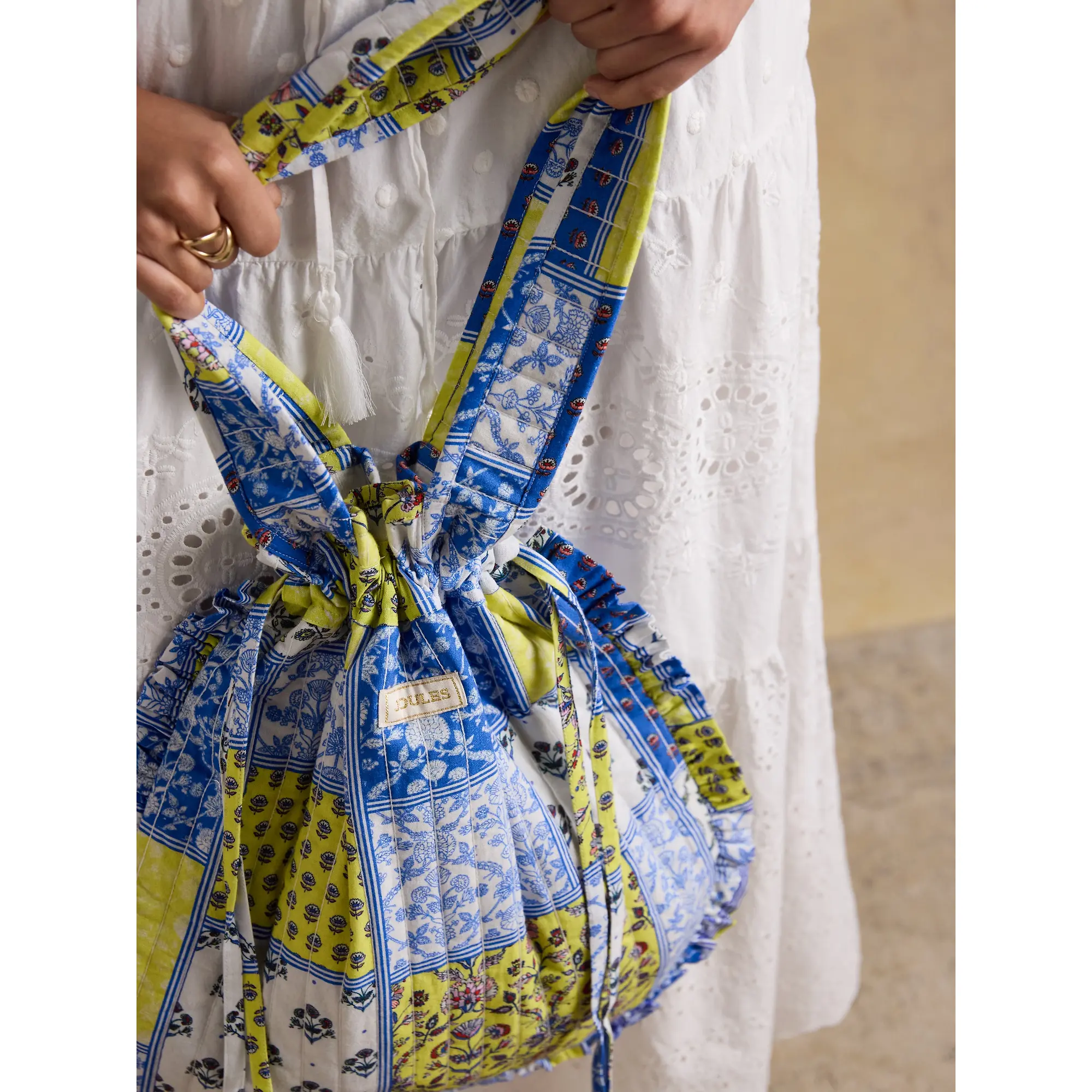 Product image 4 of 9 of Joules Women's Nella Quilted Tote Bag - Yellow Blue Hotch Potch