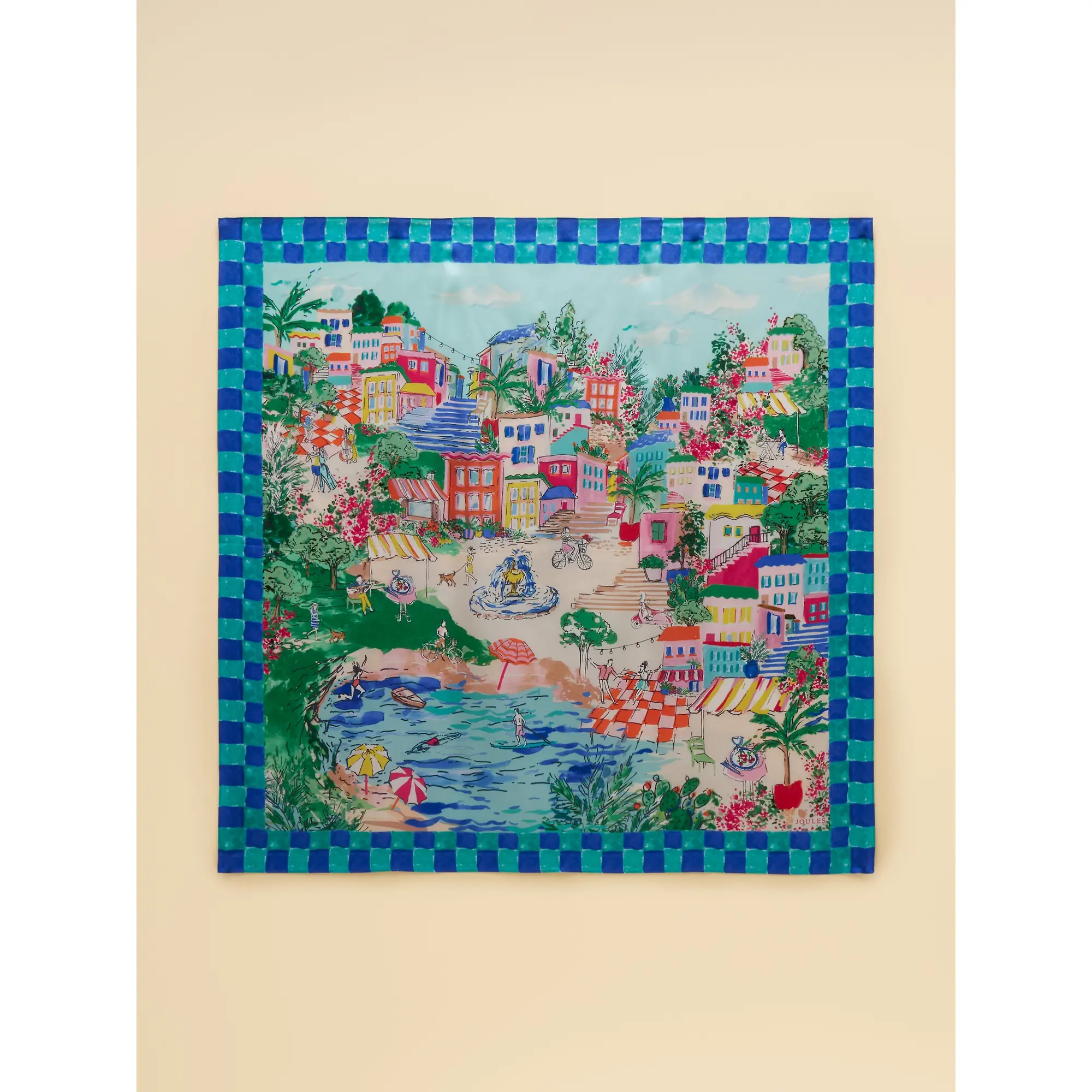 Product image 8 of 8 of Joules Women's Bloomfield Square 100% Silk Scarf - Amalfi Scene